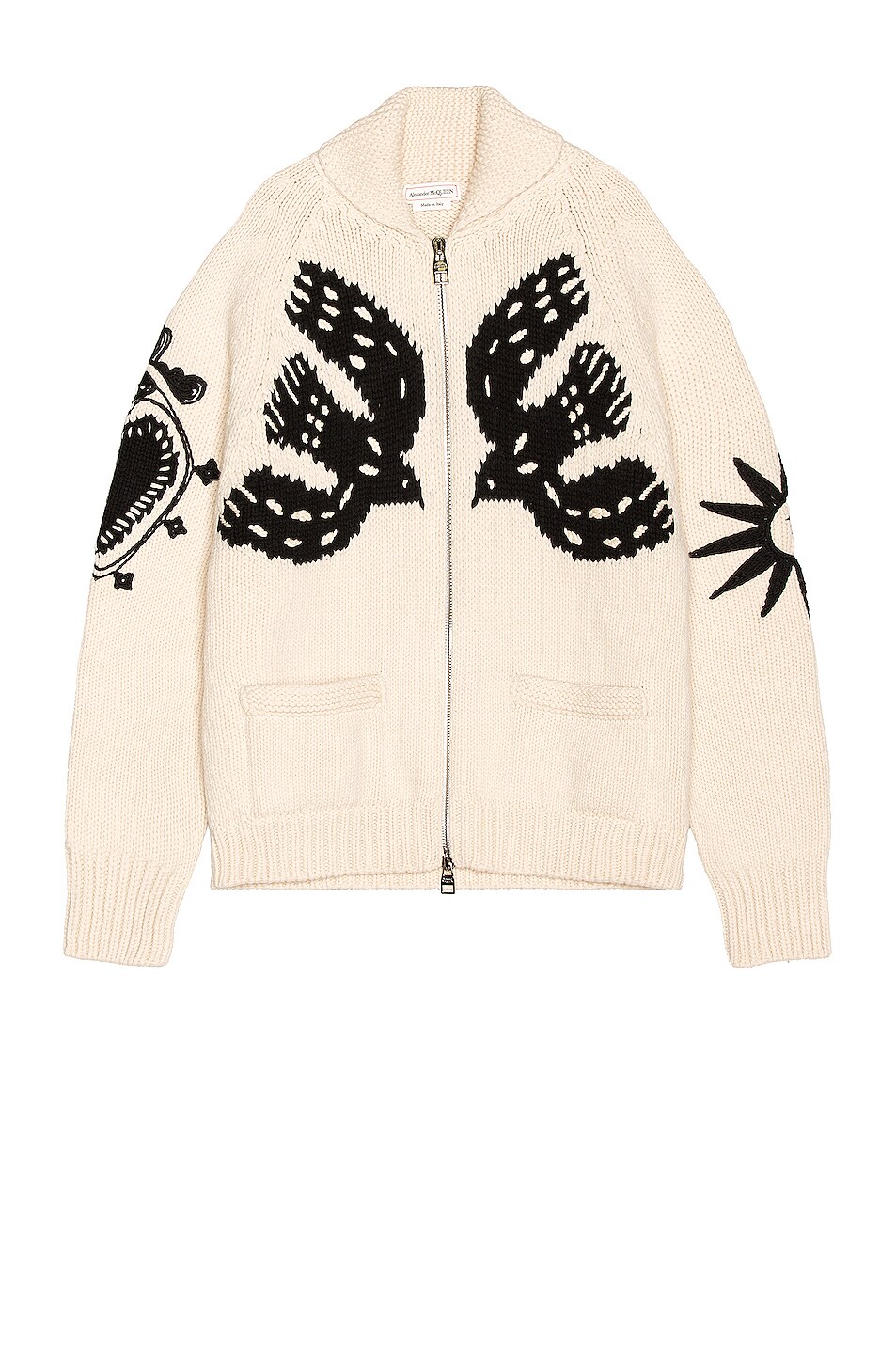 Image 1 of Alexander McQueen Knitted Jacket in Ivory & Black