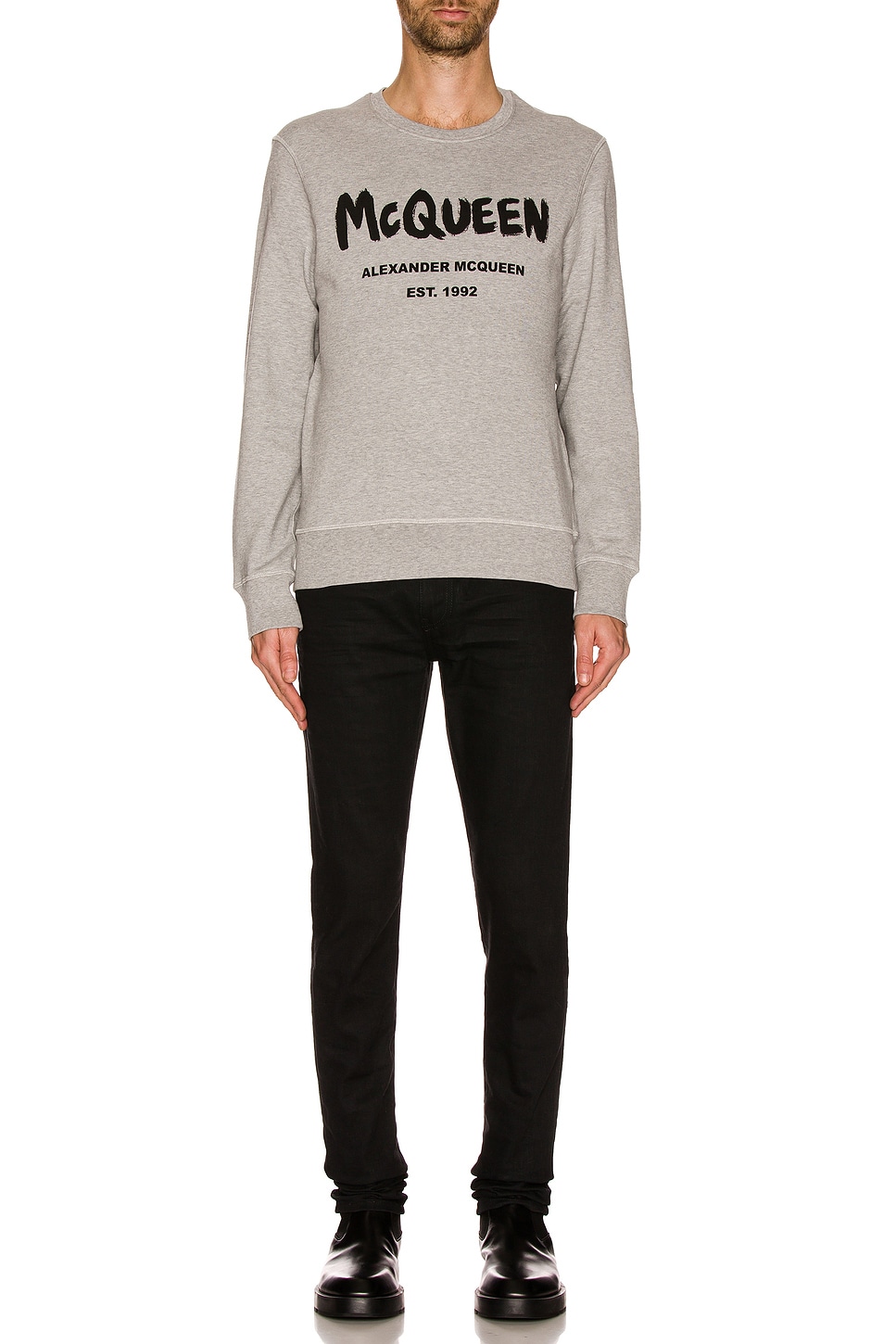 Image 1 of McQueen Graffiti Print Sweatshirt in Pale Grey