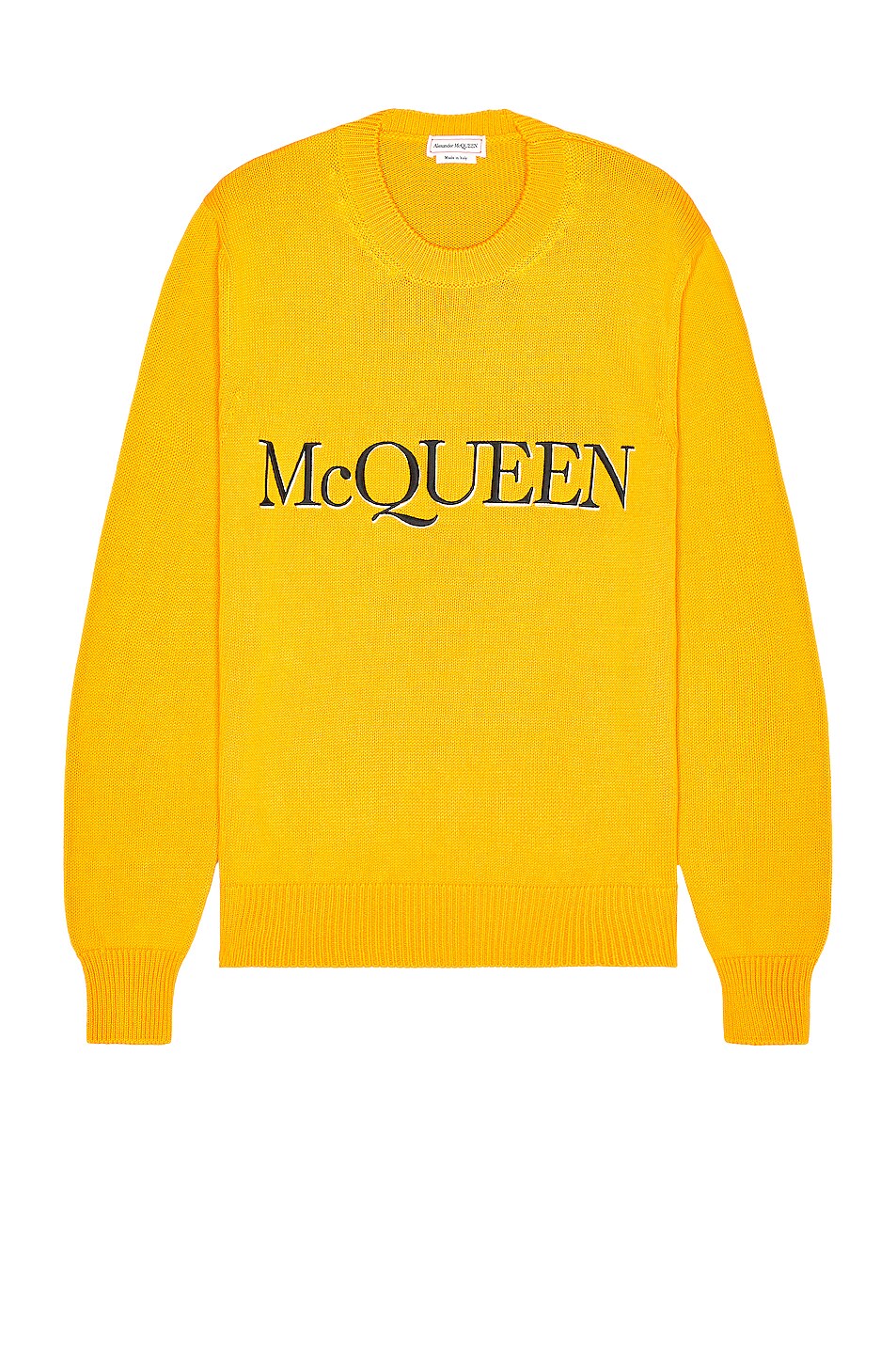 Alexander McQueen Crew Neck Pullover in Pop Yellow, Black & White | FWRD