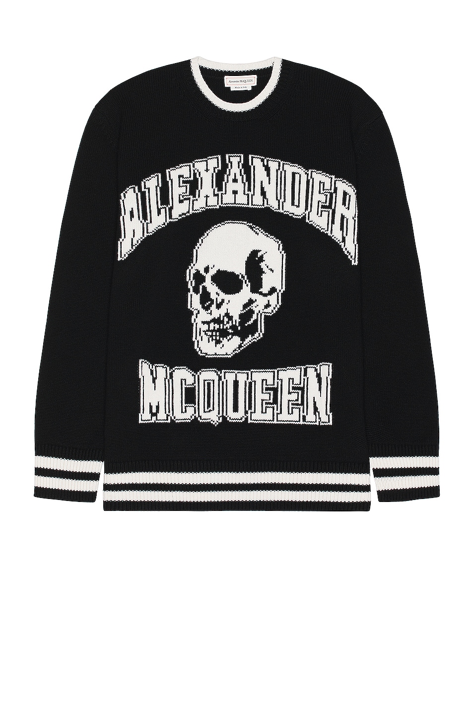 Alexander McQueen Long Sleeve Crewneck in Black & Ivory | FWRD