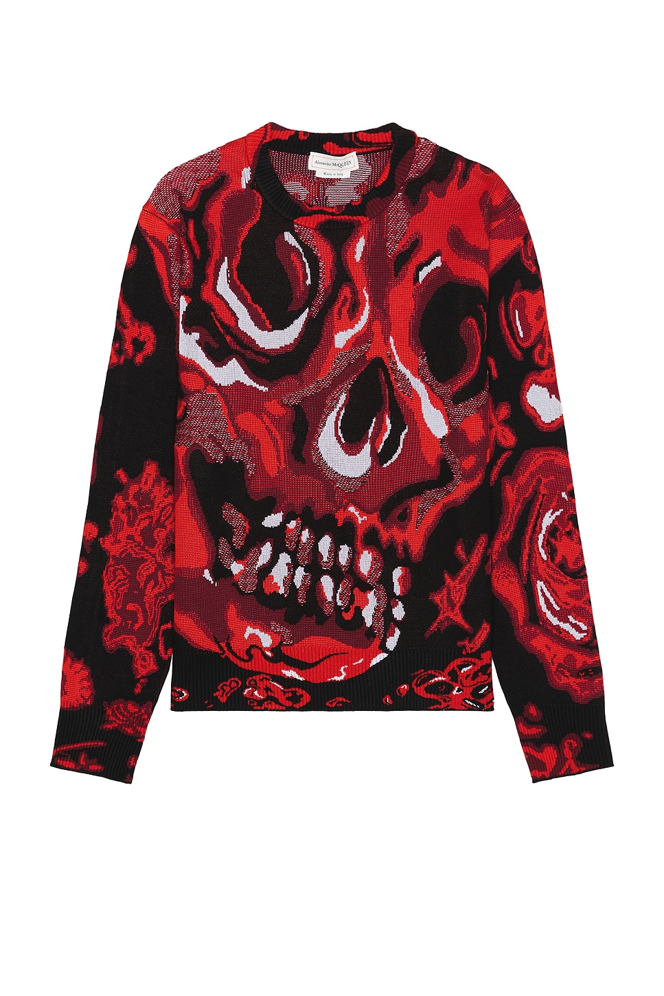 Image 1 of Alexander McQueen Skull Sweater in Black & Lust Red