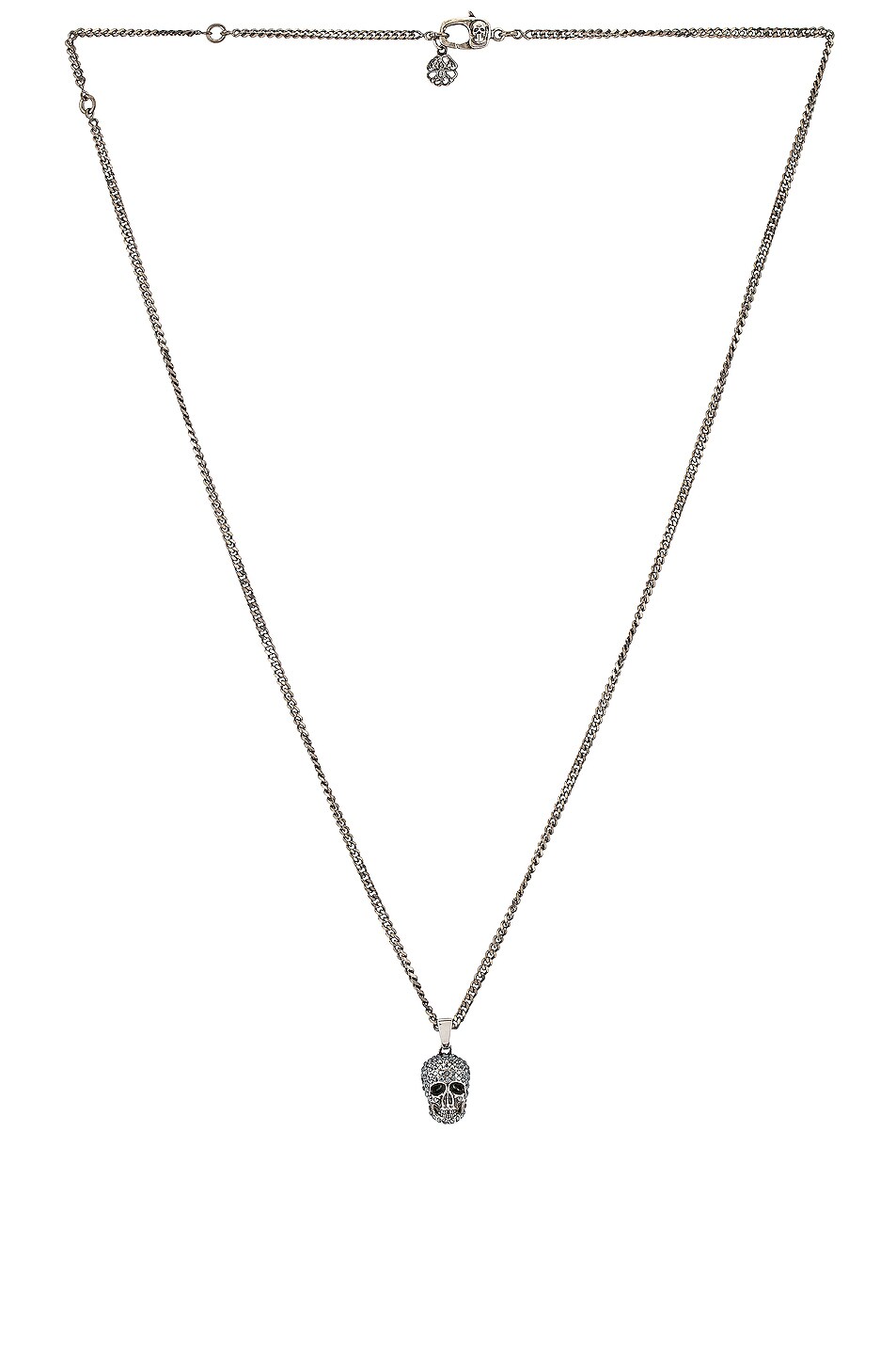 Image 1 of Alexander McQueen Pave Skull Necklace in Silver & Greige