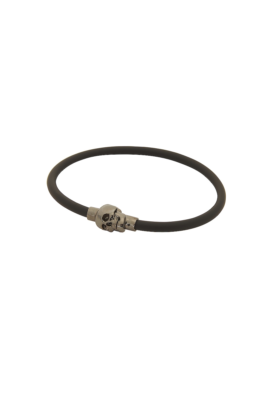 Image 1 of Alexander McQueen Rubber Cord Skull Bracelet in Black