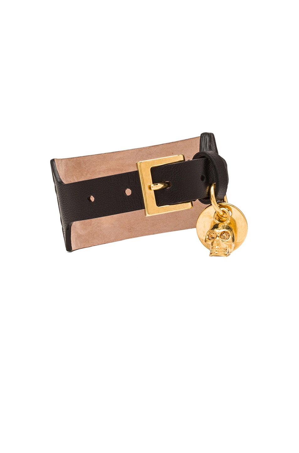 Image 1 of Alexander McQueen Leather Rib Cuff in Black