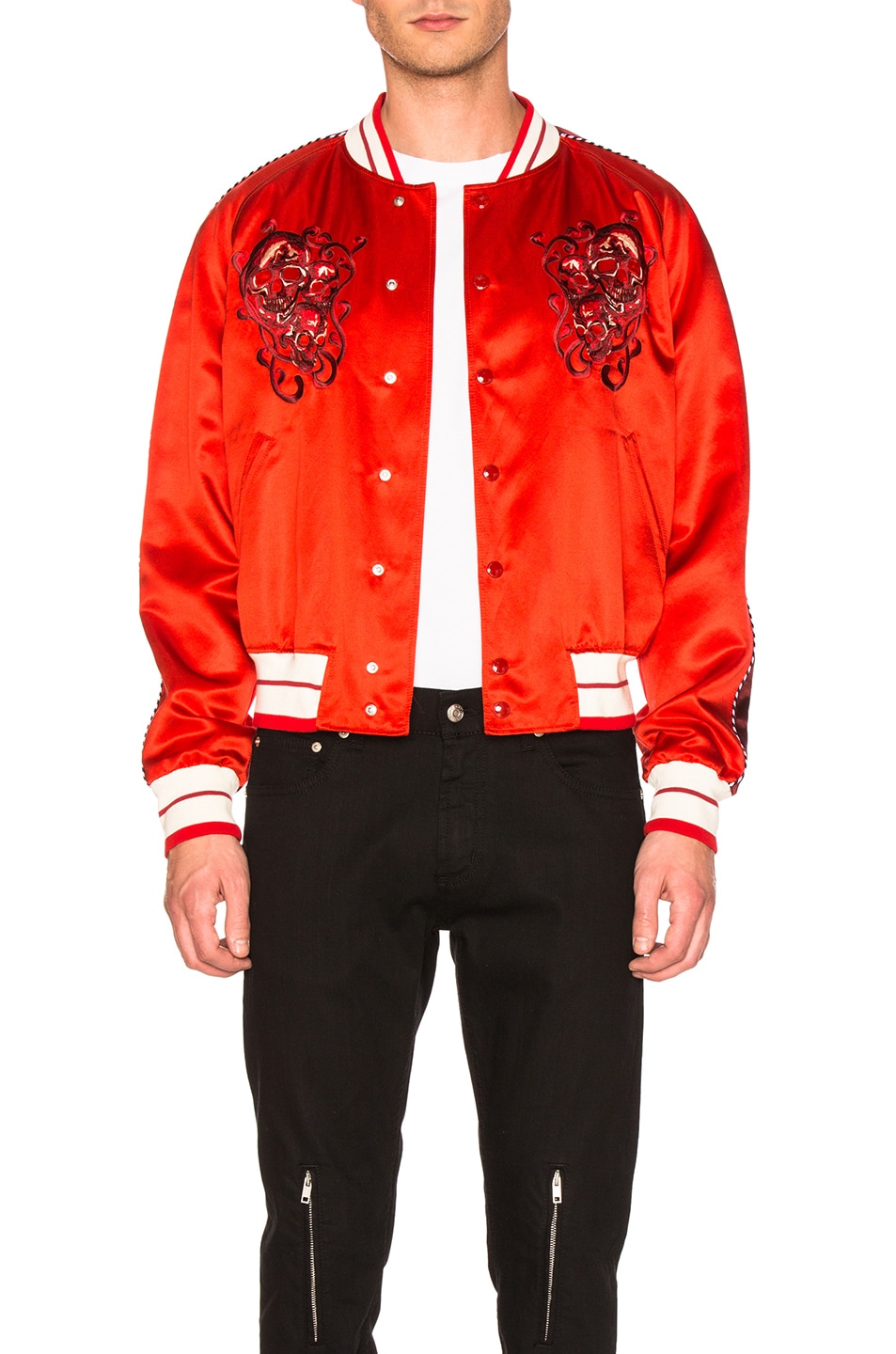 Image 1 of Alexander McQueen Embroidered Blouson in Vermillion Pink