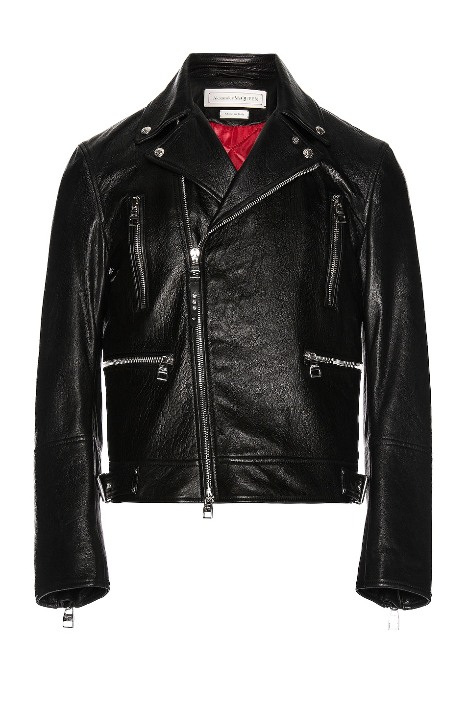 Image 1 of Alexander McQueen Essential Leather Biker Jacket in Black