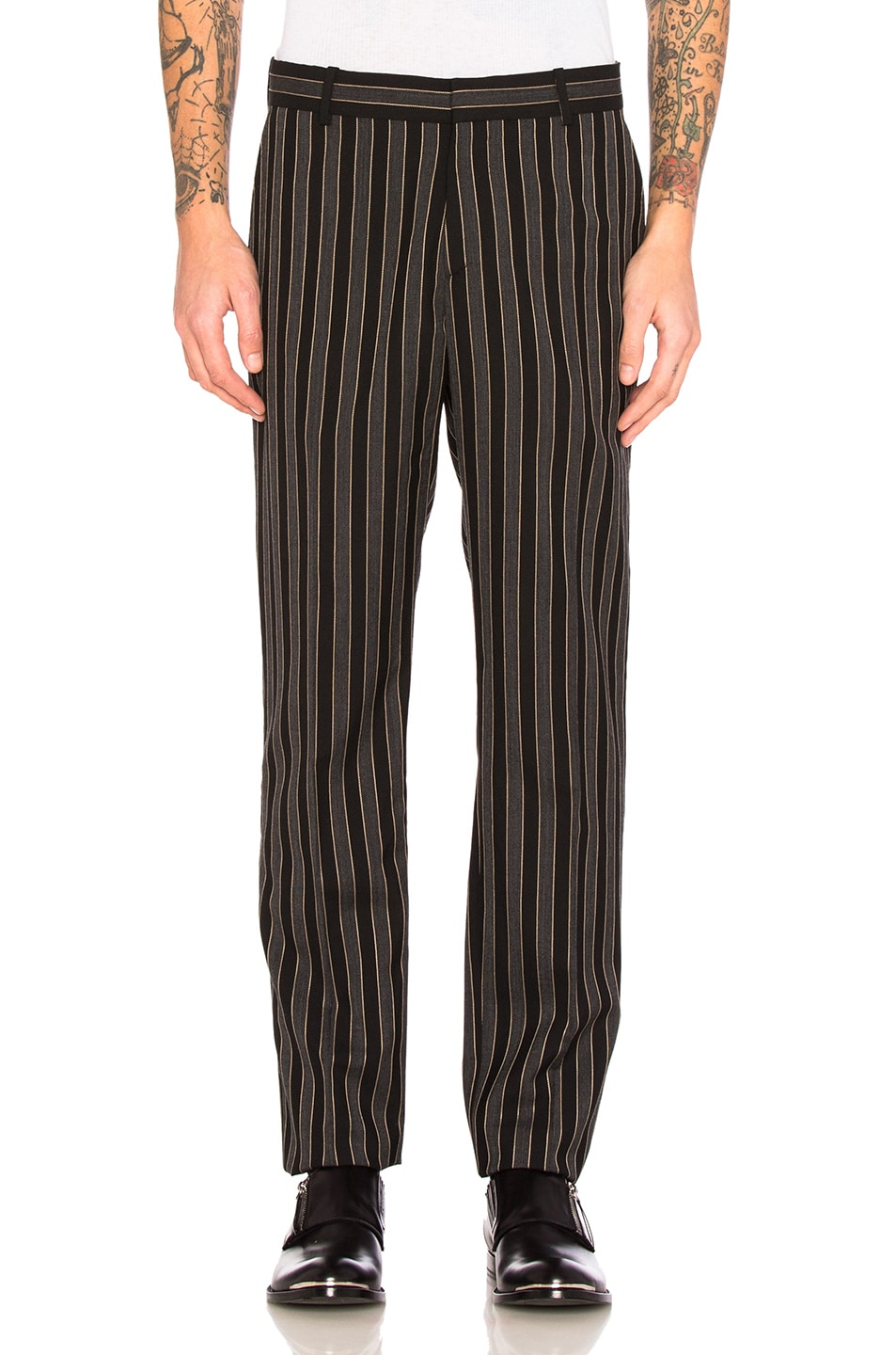 Image 1 of Alexander McQueen Stripe Wool Pant in Beige, Black & Gray