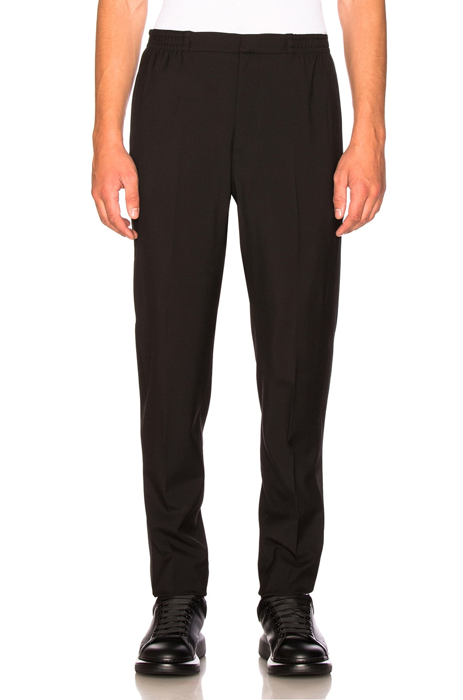 Image 1 of Alexander McQueen Satin Sideband Pants in Black & Black