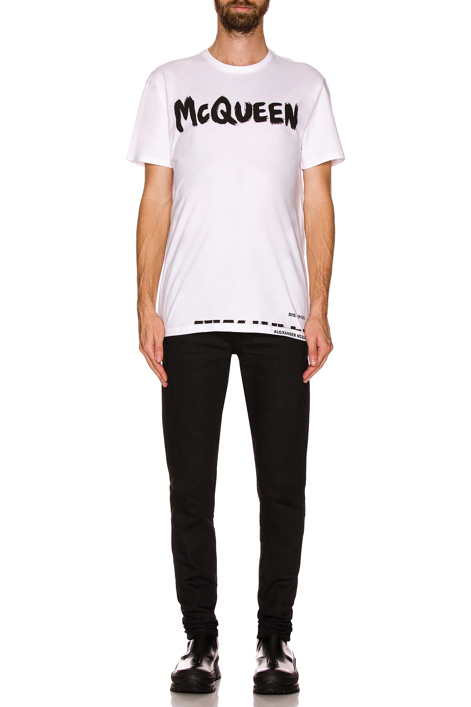 Image 1 of McQueen Graffiti Print T-Shirt in White