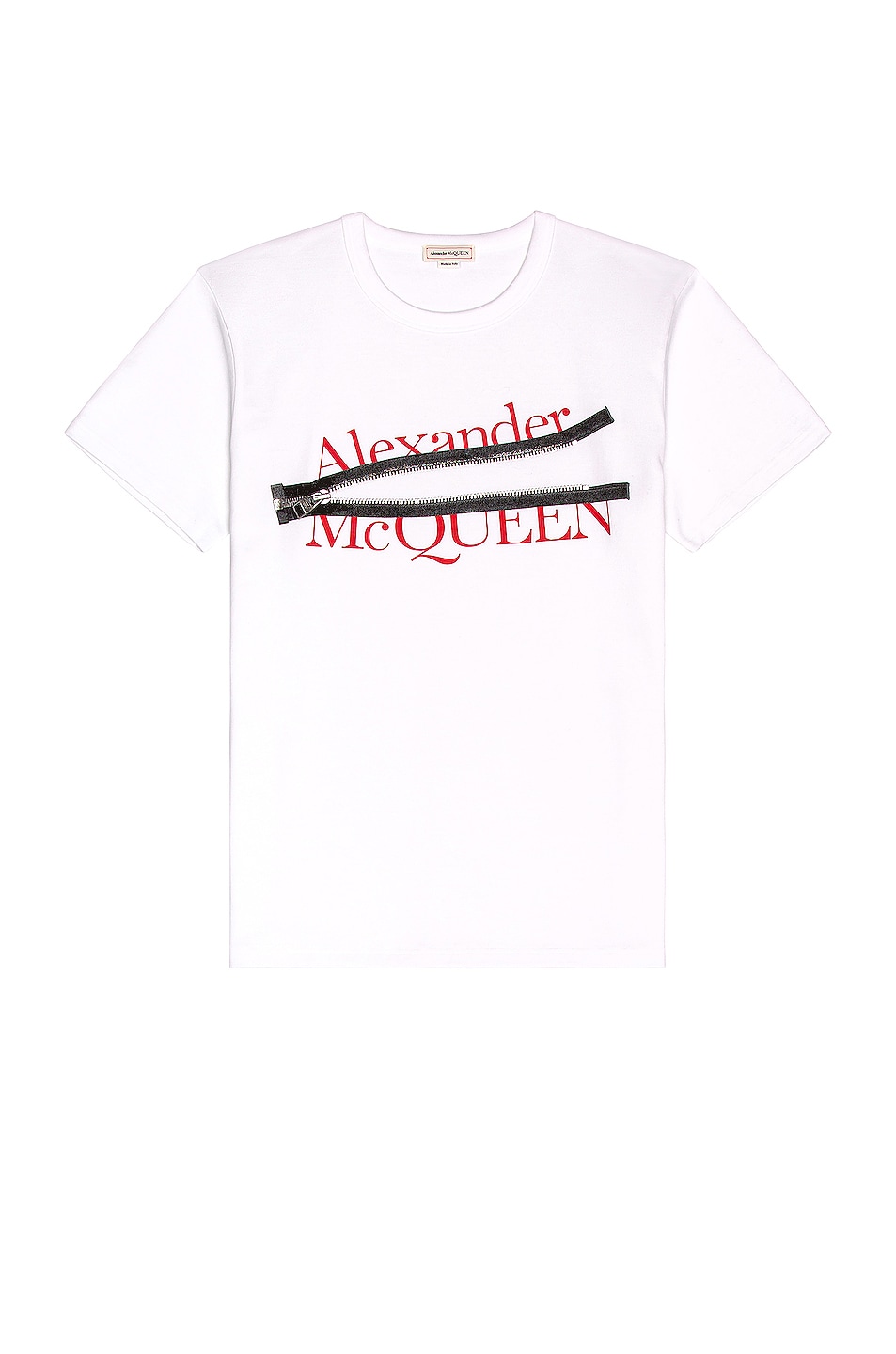 Image 1 of Alexander McQueen Logo Zip Print T-Shirt in White