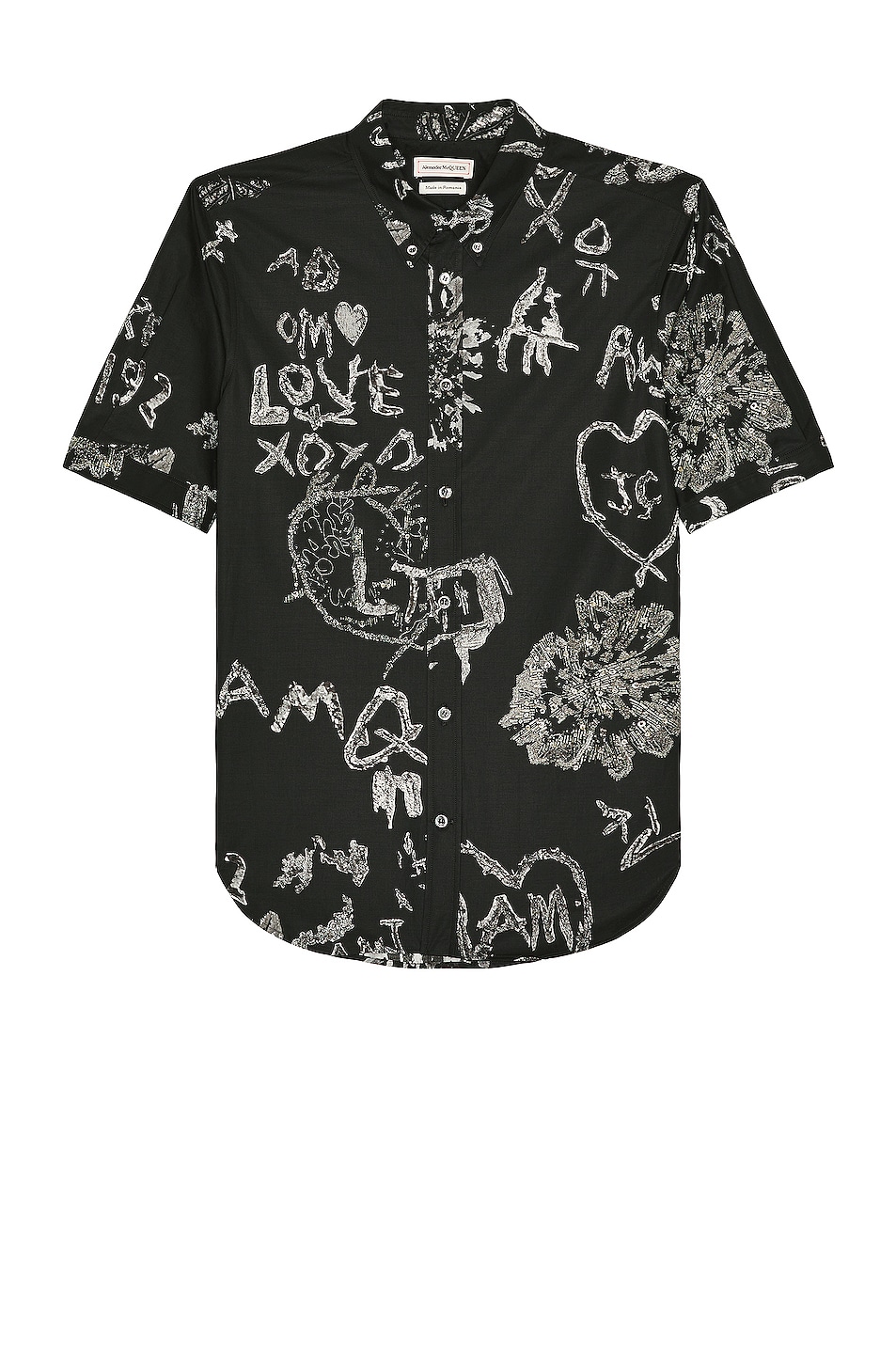 Image 1 of Alexander McQueen Short Sleeve Shirt in Black & Grey