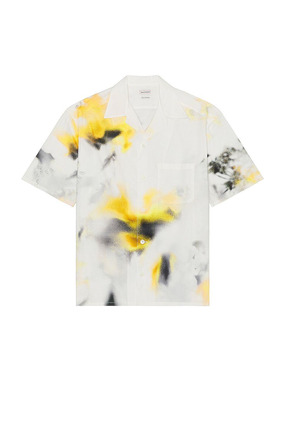 Image 1 of Alexander McQueen Printed Hawaiian Shirt in White & Yellow