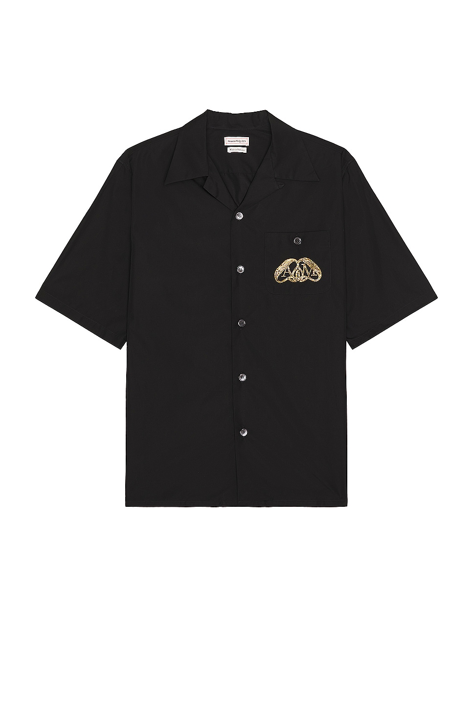 Image 1 of Alexander McQueen Embroidered Hawaiian Pocket Shirt in Black