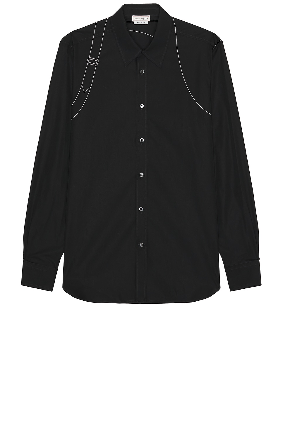 Alexander Mcqueen Stitching Harness Long Sleeve Shirt In Black