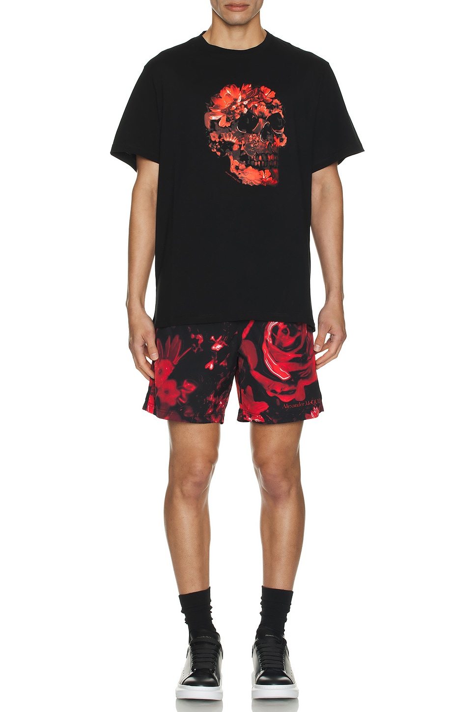 Image 1 of McQueen Skull T-Shirt in Black & Red