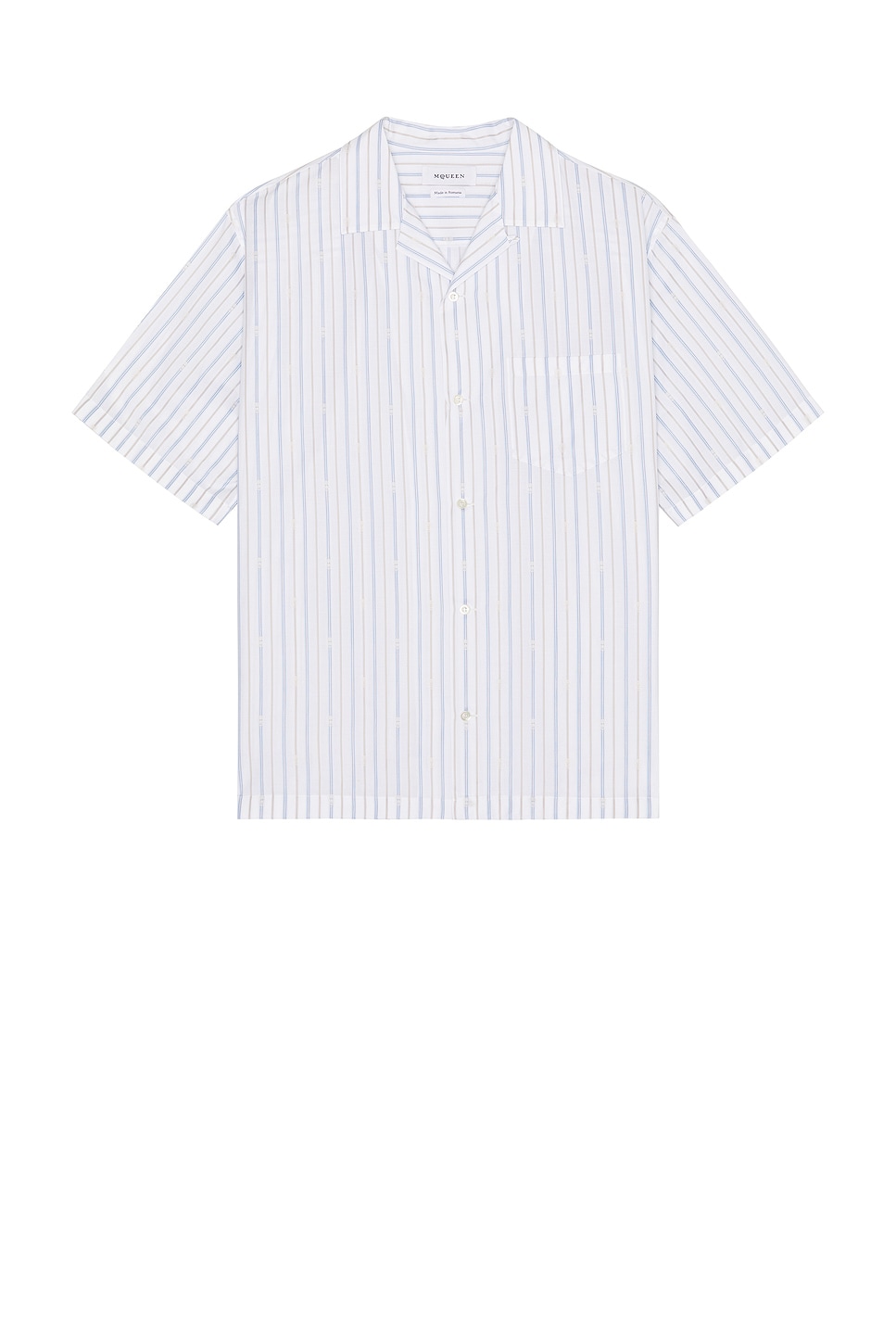 Image 1 of McQueen Square Pinestripe Shirt in White, Blue, & Grey