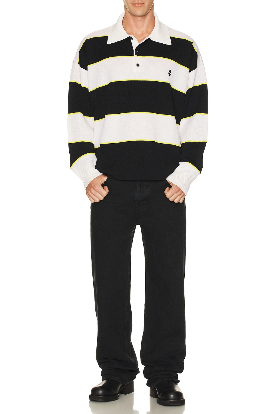 Image 1 of McQueen Rugby Polo in Black, Ivory, & Yellow