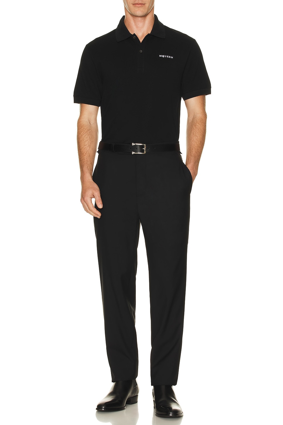 Image 1 of McQueen Logo Embroidered Polo in Black