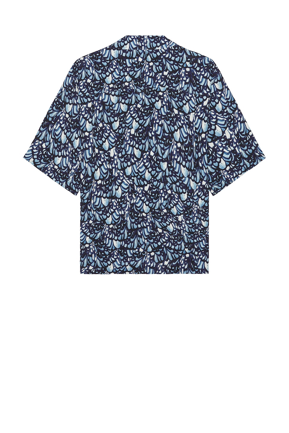 Alexander Mcqueen Mcqueen Feather Print Boxy Camp Shirt In Blue