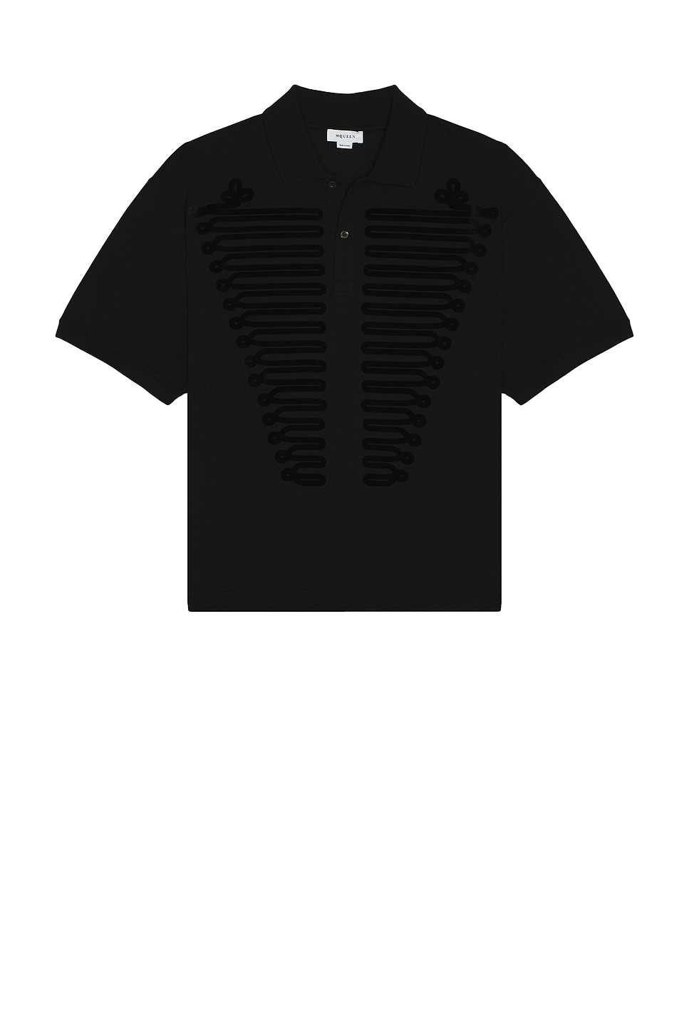 Image 1 of McQueen Frogging Print Polo in Black