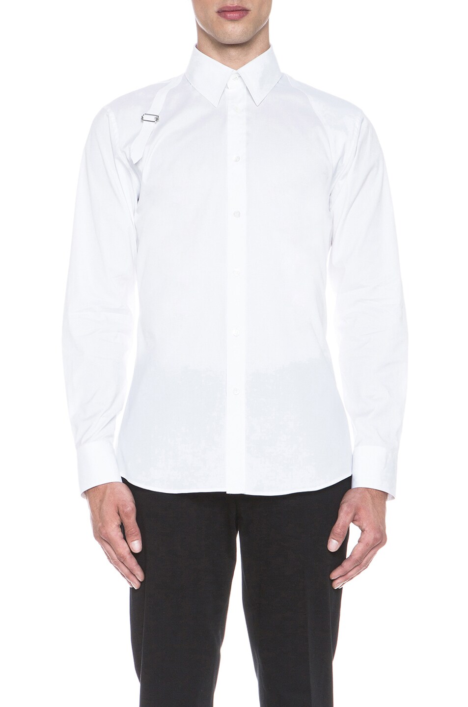 Image 1 of Alexander McQueen Contrast Harness Cotton Shirt in White