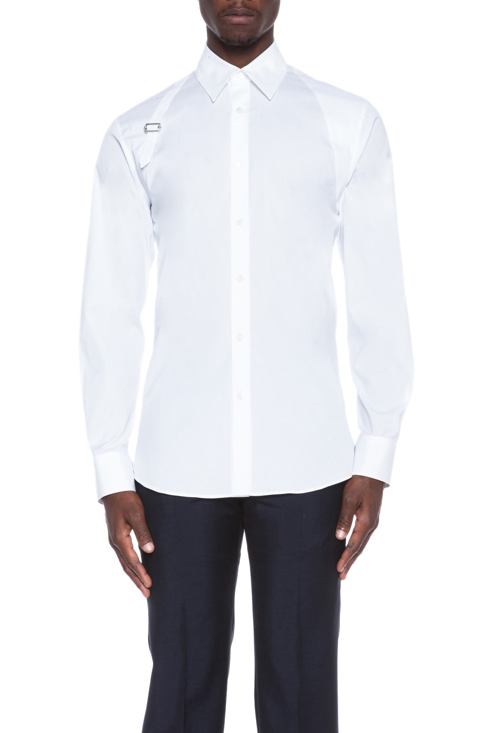 Image 1 of Alexander McQueen Harness Cotton-Blend Shirt in White
