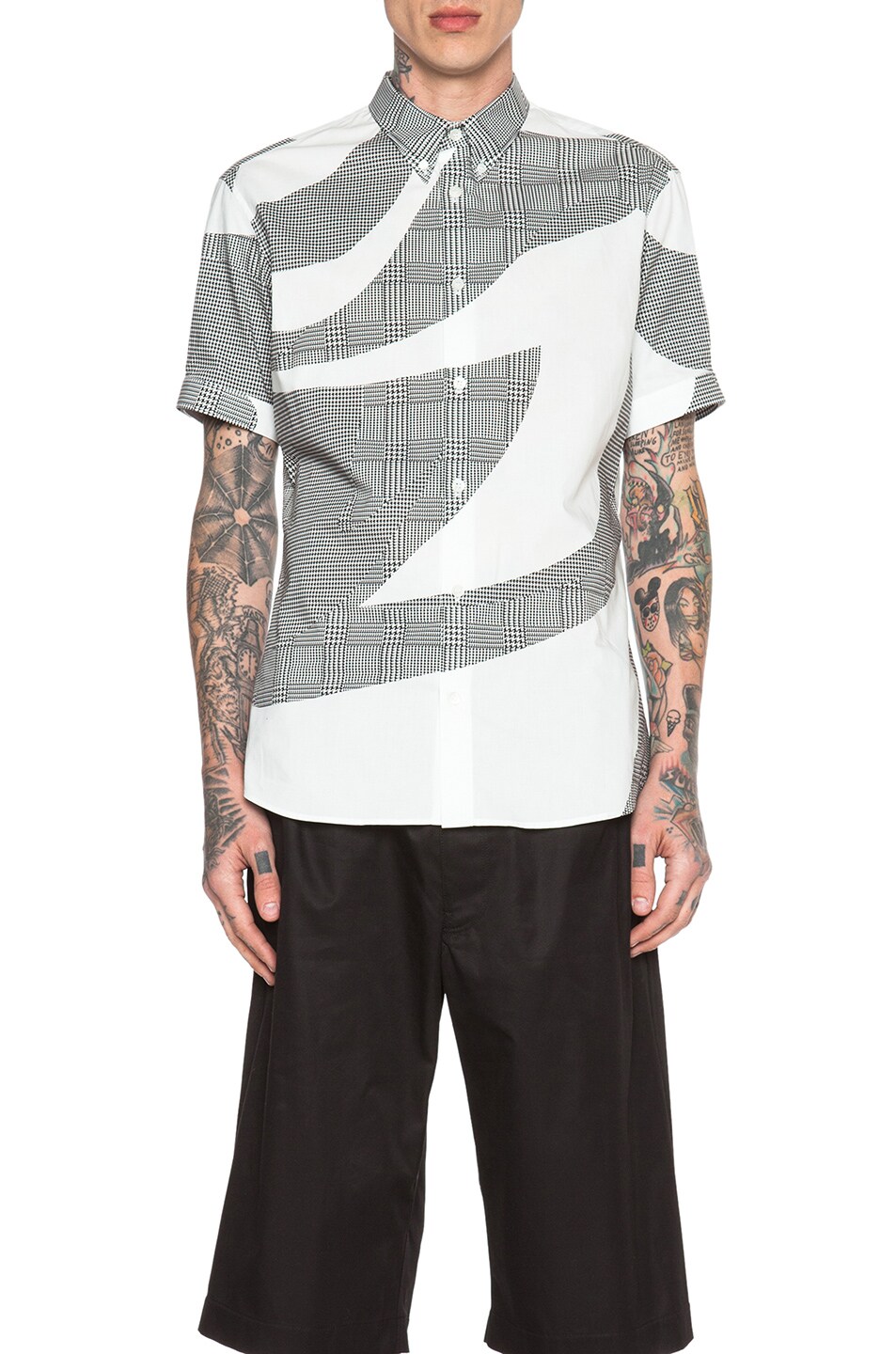 Image 1 of Alexander McQueen Printed Short Sleeve Button Down in Black & White