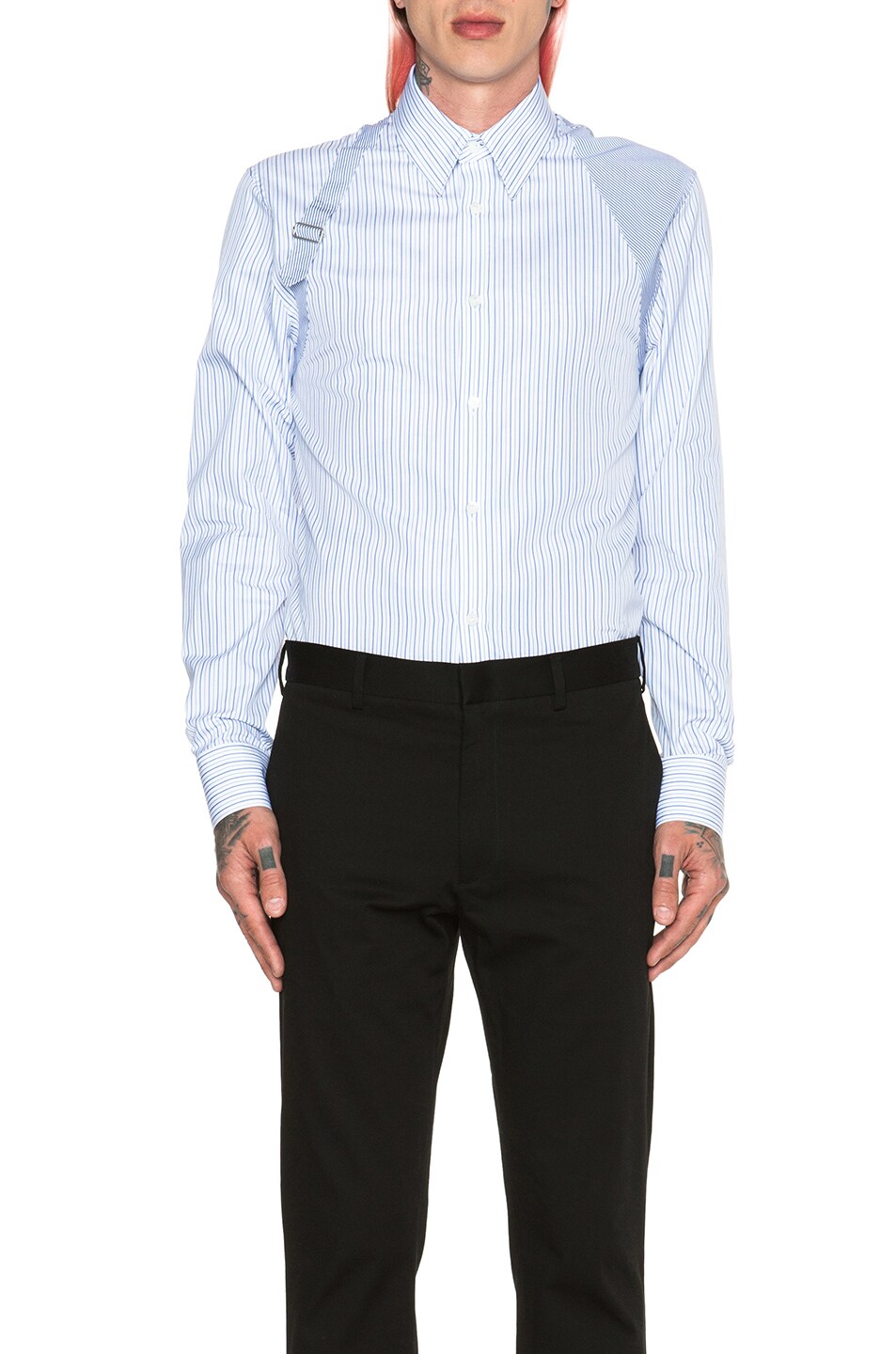 Image 1 of Alexander McQueen Contrast Harness Shirt in Blue & White