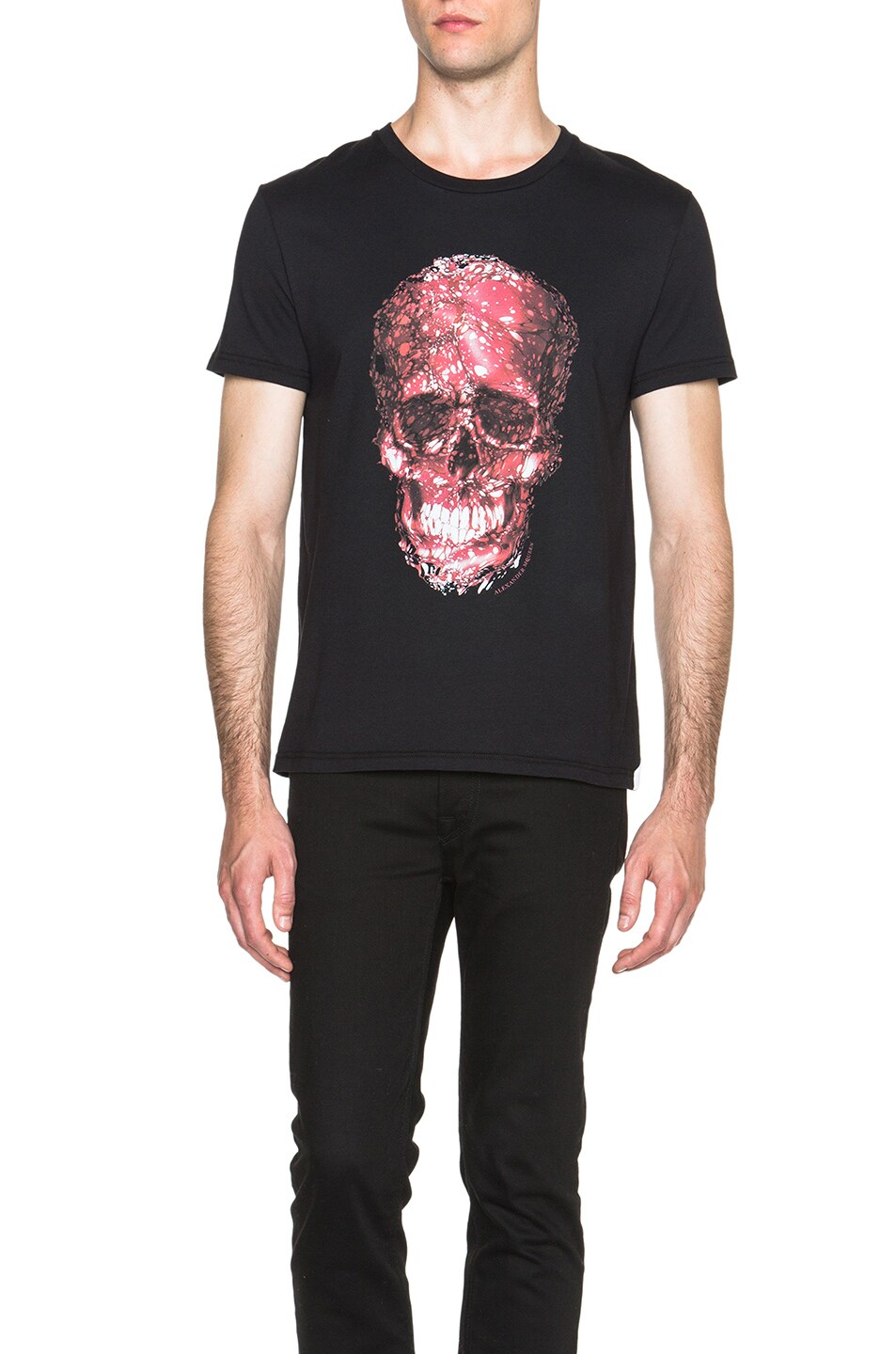 Image 1 of Alexander McQueen Classic Skull Print Tee in Black & Red
