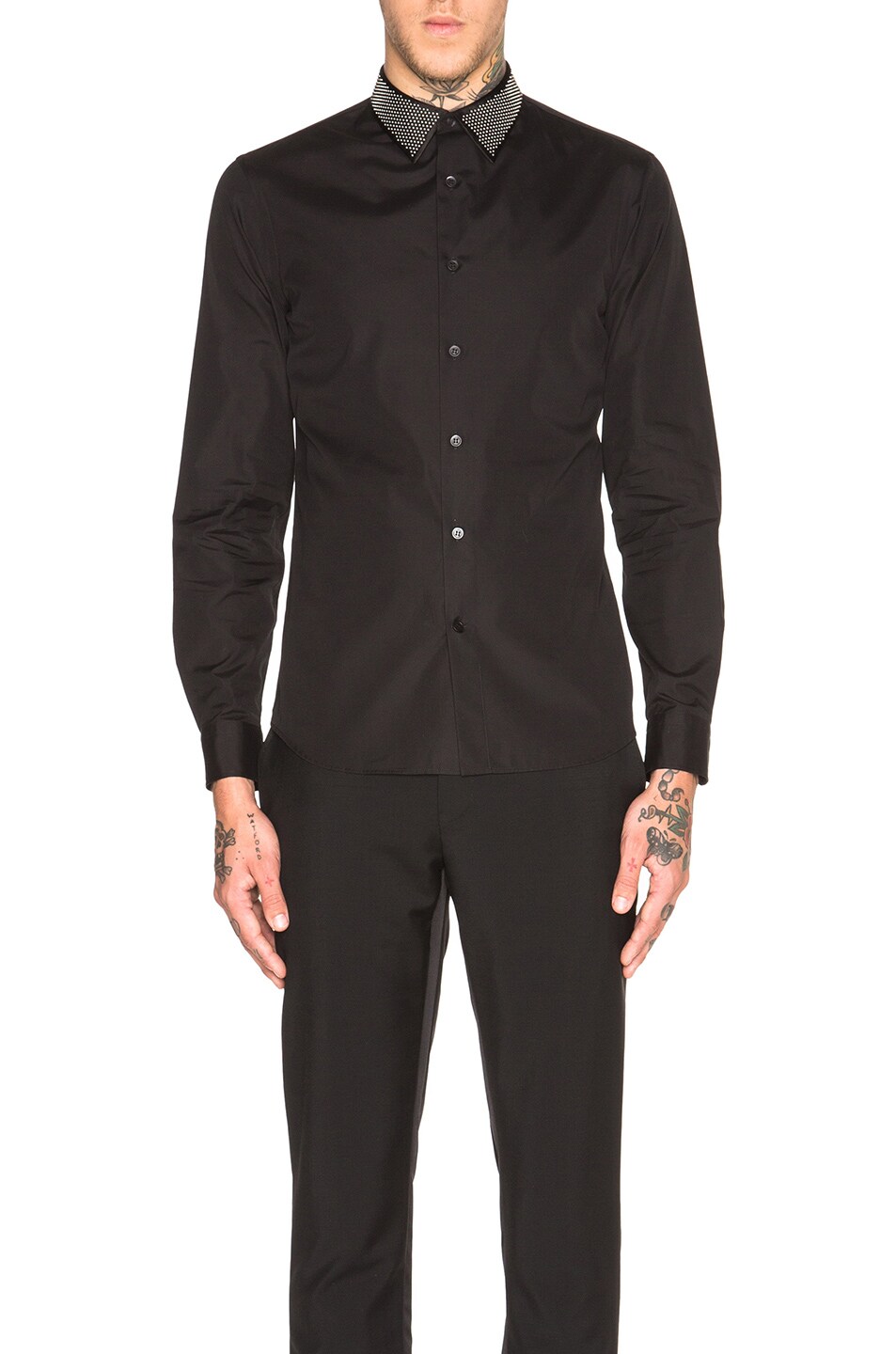 Image 1 of Alexander McQueen Studded Collar Shirt in Black
