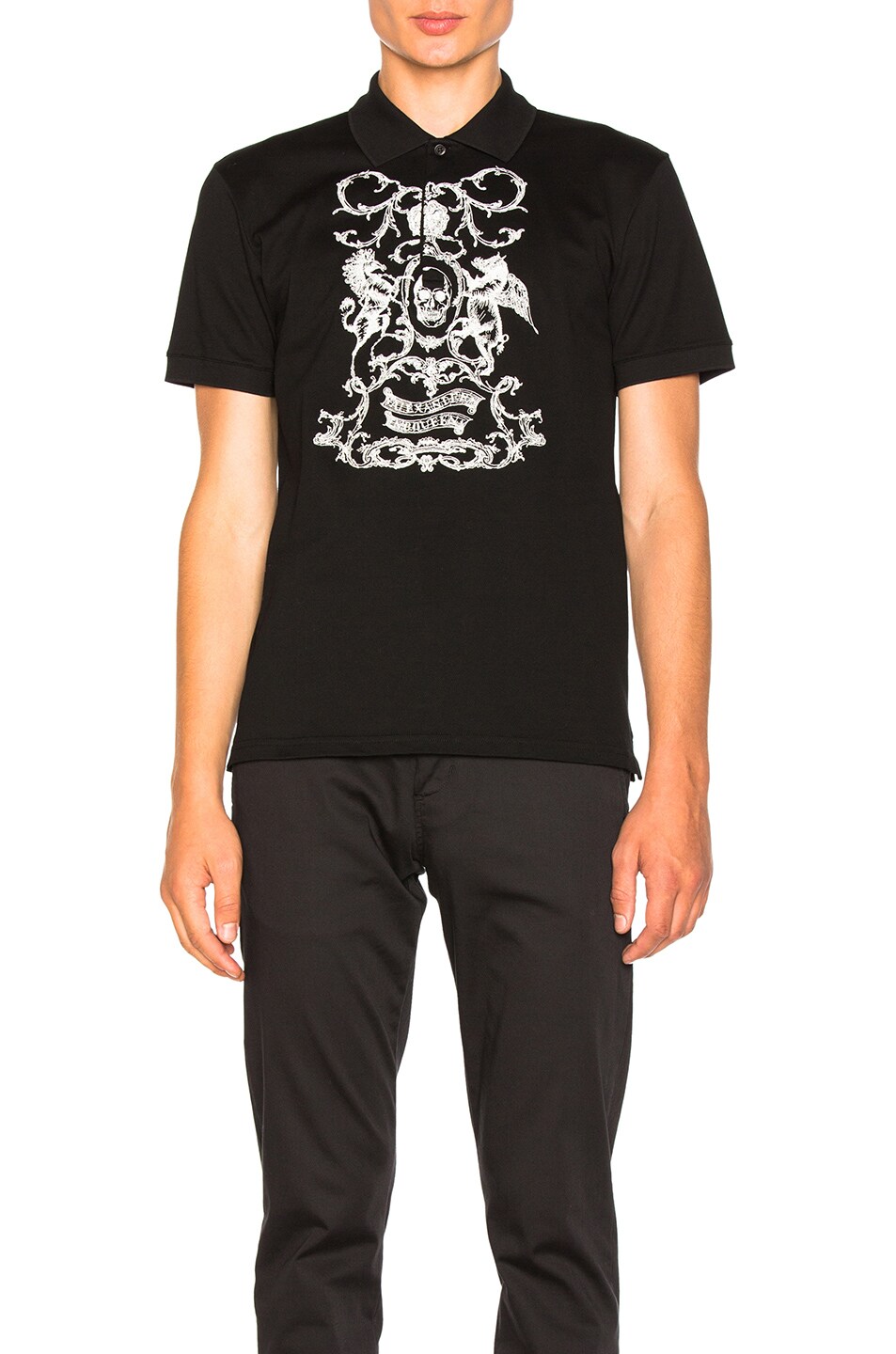 Image 1 of Alexander McQueen Printed Polo in Black