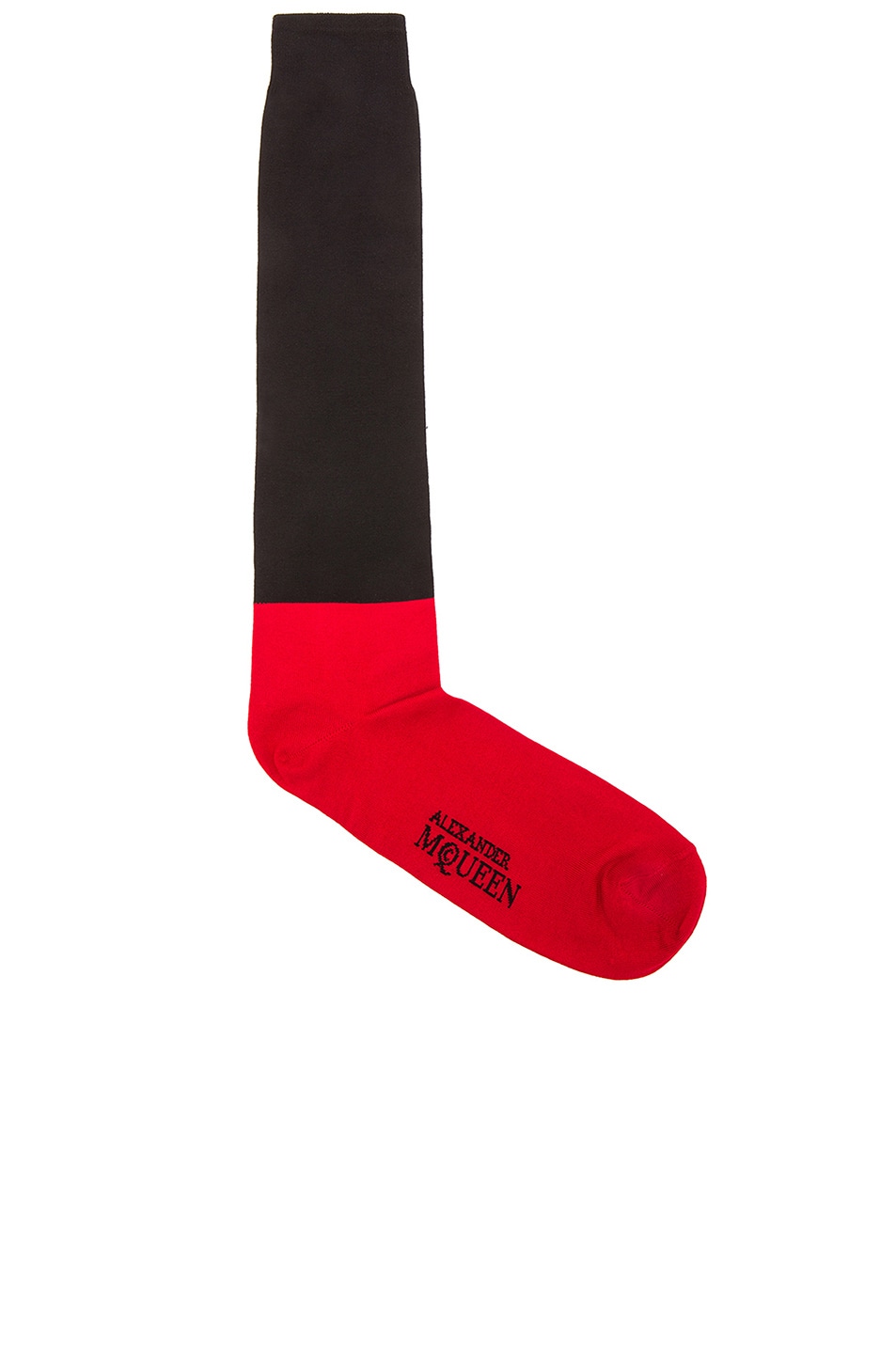 Image 1 of Alexander McQueen Color Block Socks in Black & Flame