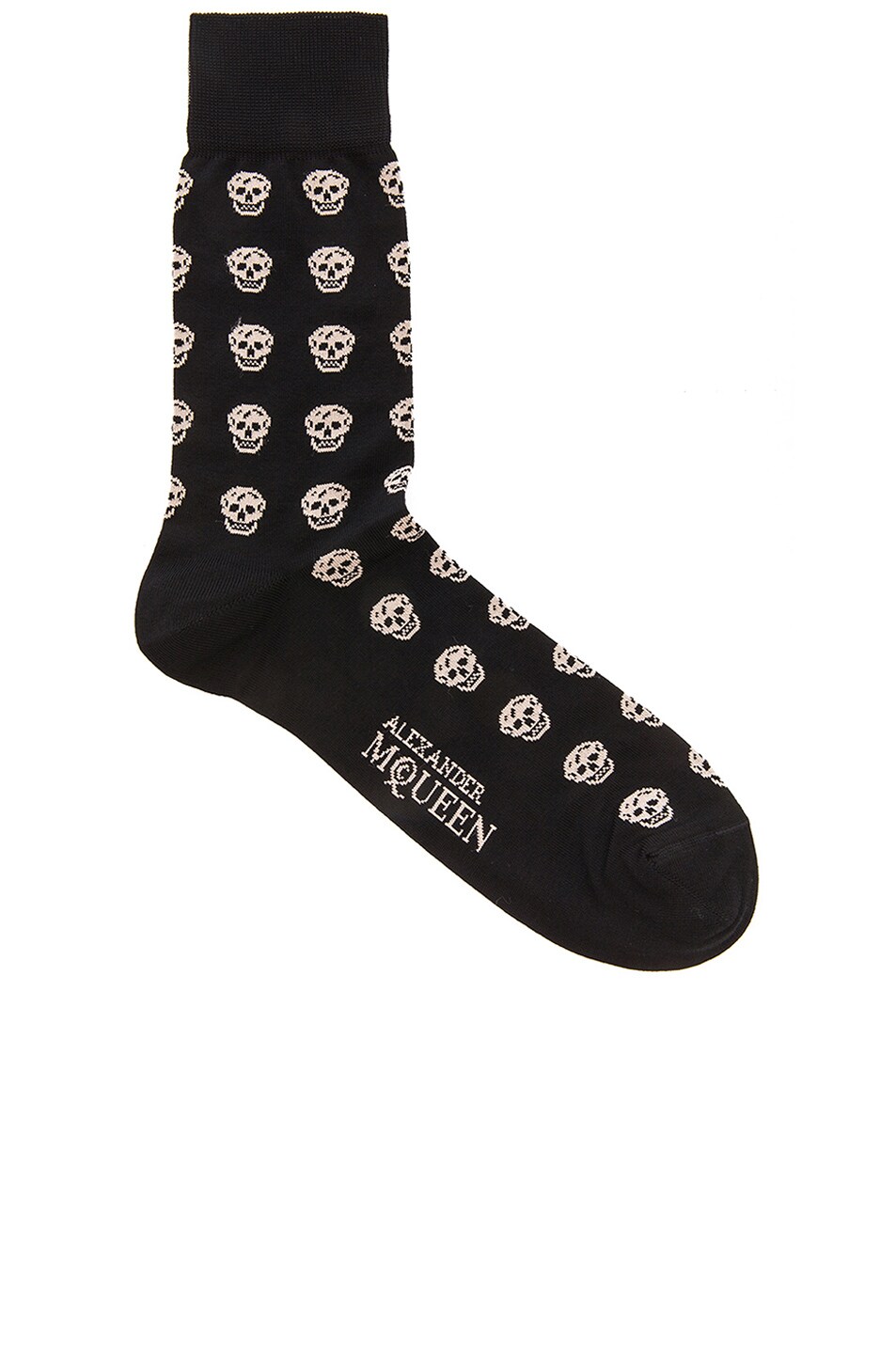 Image 1 of Alexander McQueen Short Skull Socks in Black & Beige