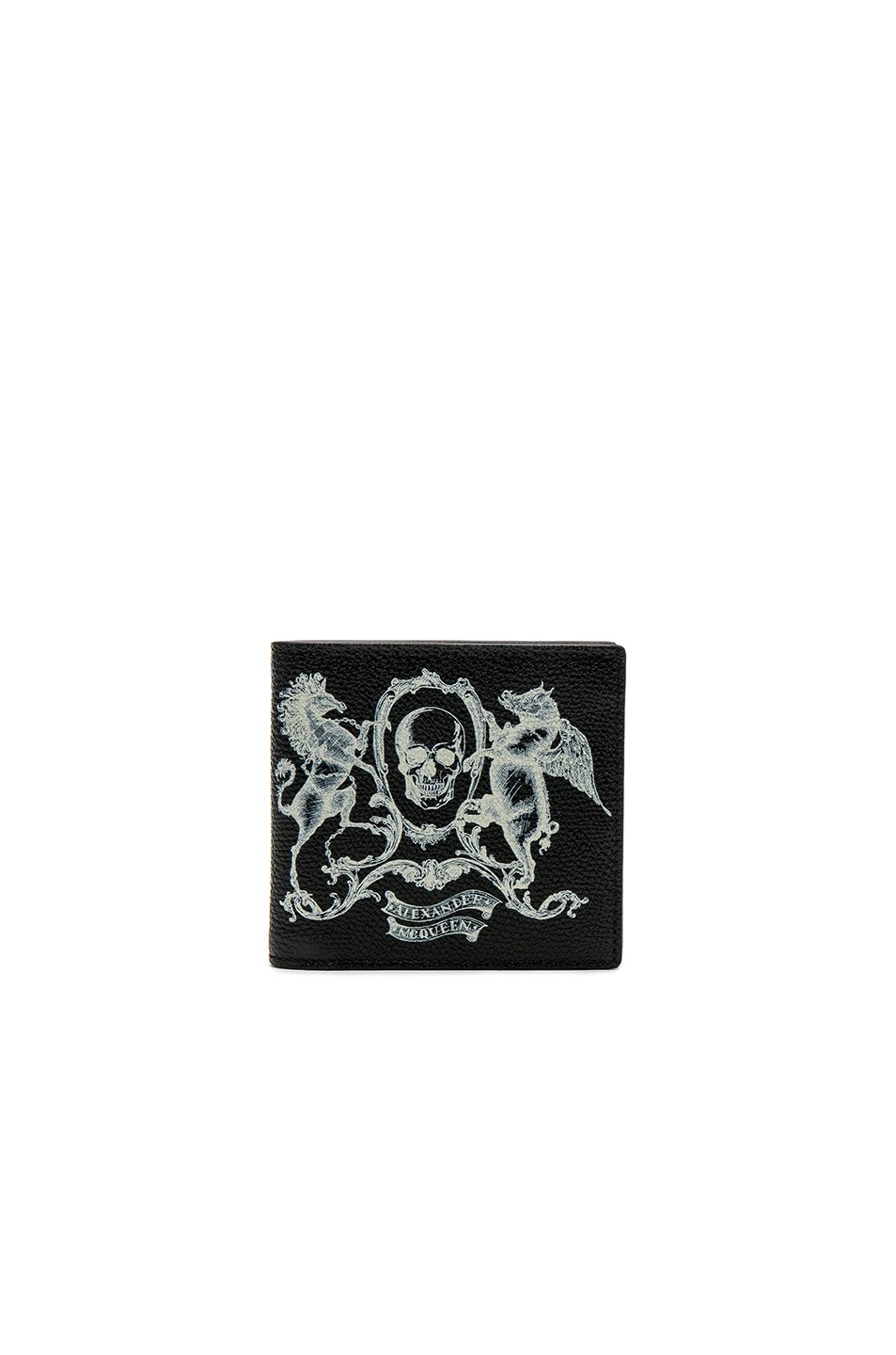 Image 1 of Alexander McQueen Coat of Arms Billfold Wallet in Black & Ivory