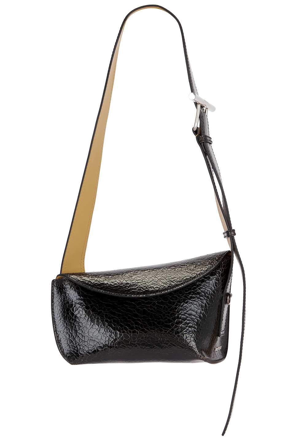 Crackled Leather Sling Bag in Black