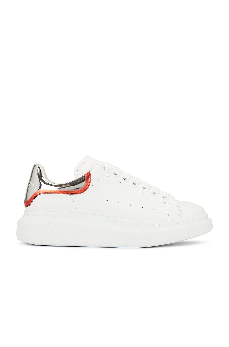 Image 1 of Alexander McQueen Sneaker in White, Silver & Lust Red