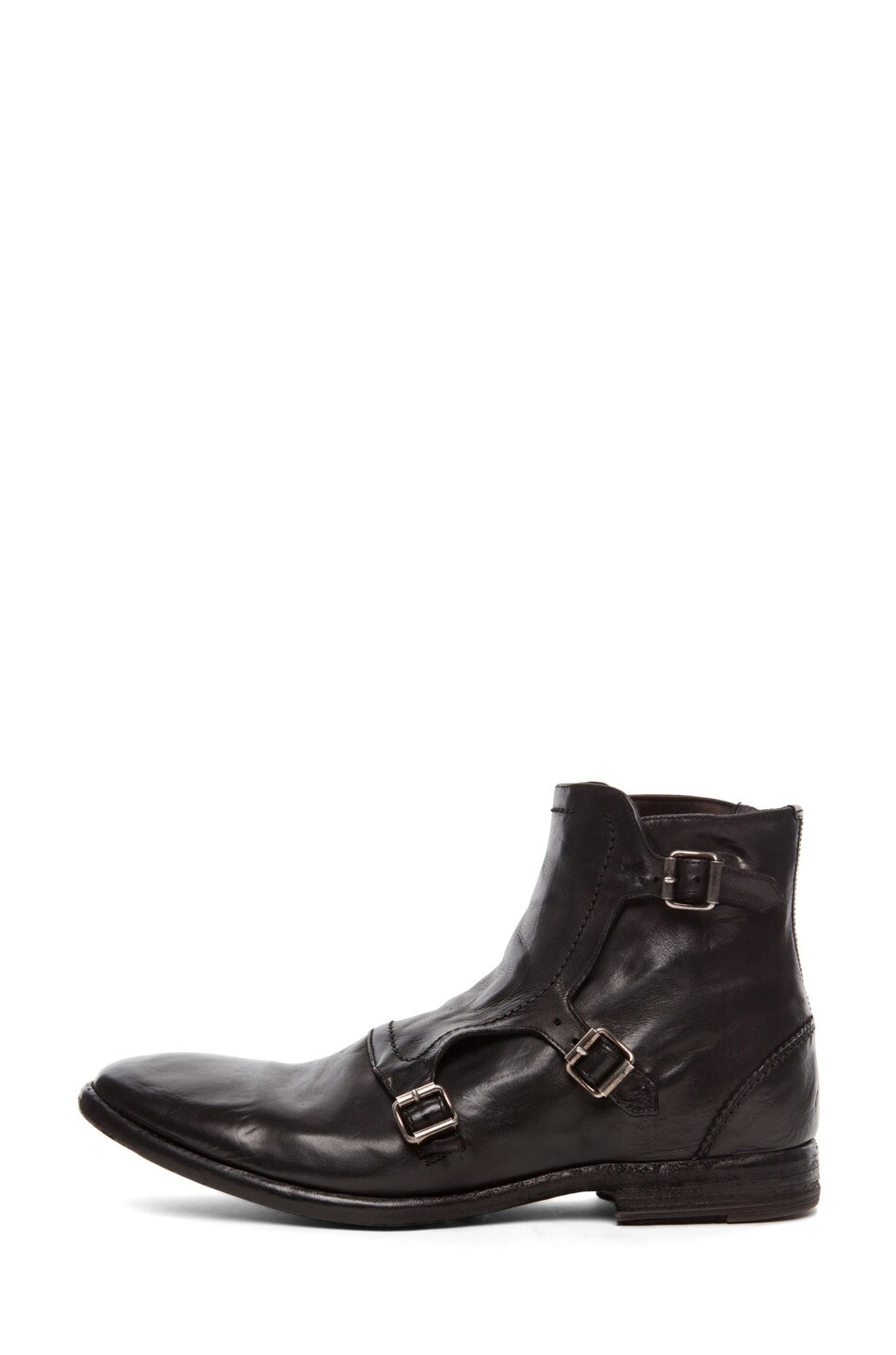 Image 1 of Alexander McQueen Dyed Chelsea Buckle Boot in Black