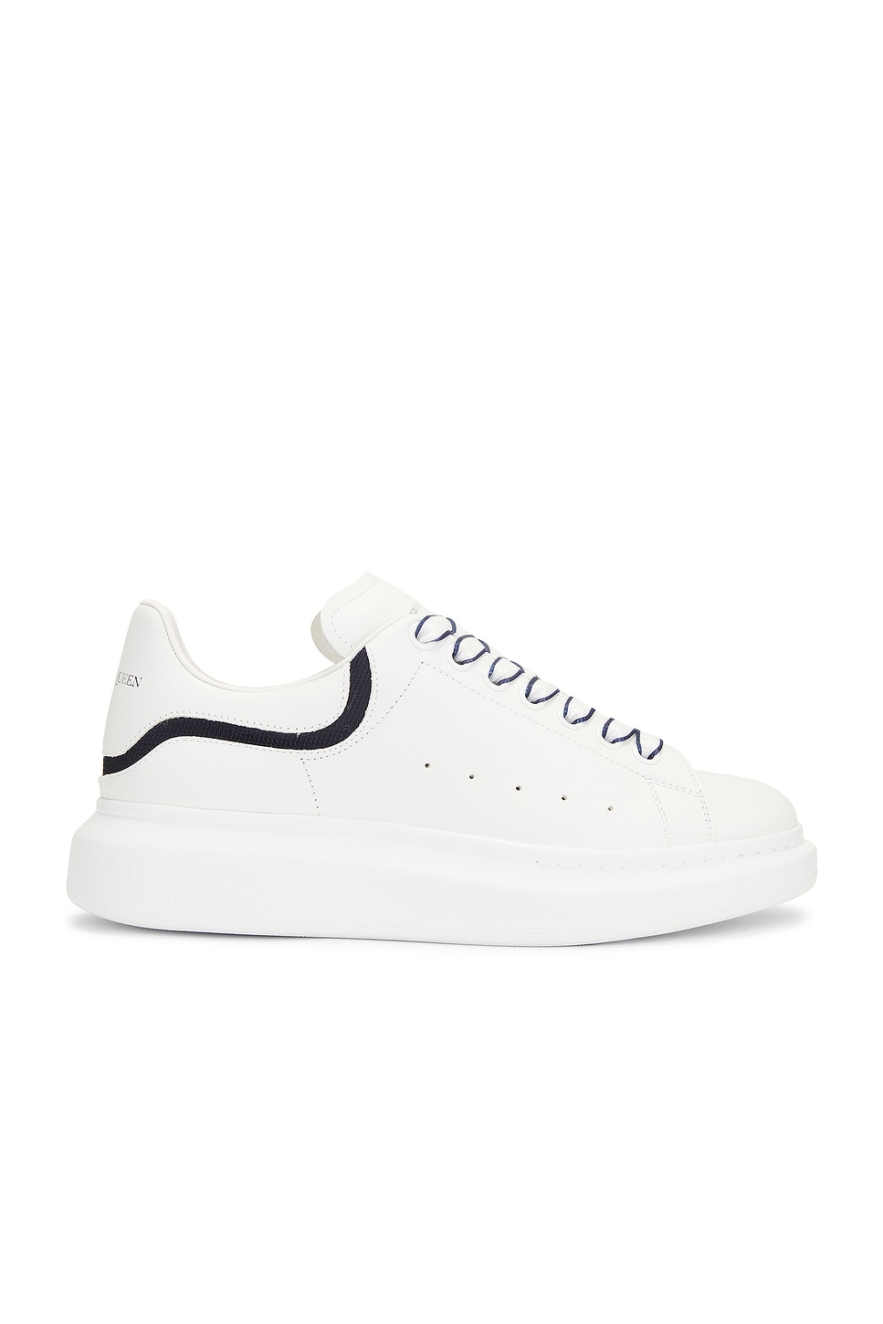 Image 1 of Alexander McQueen Low Top Sneaker in White & Navy