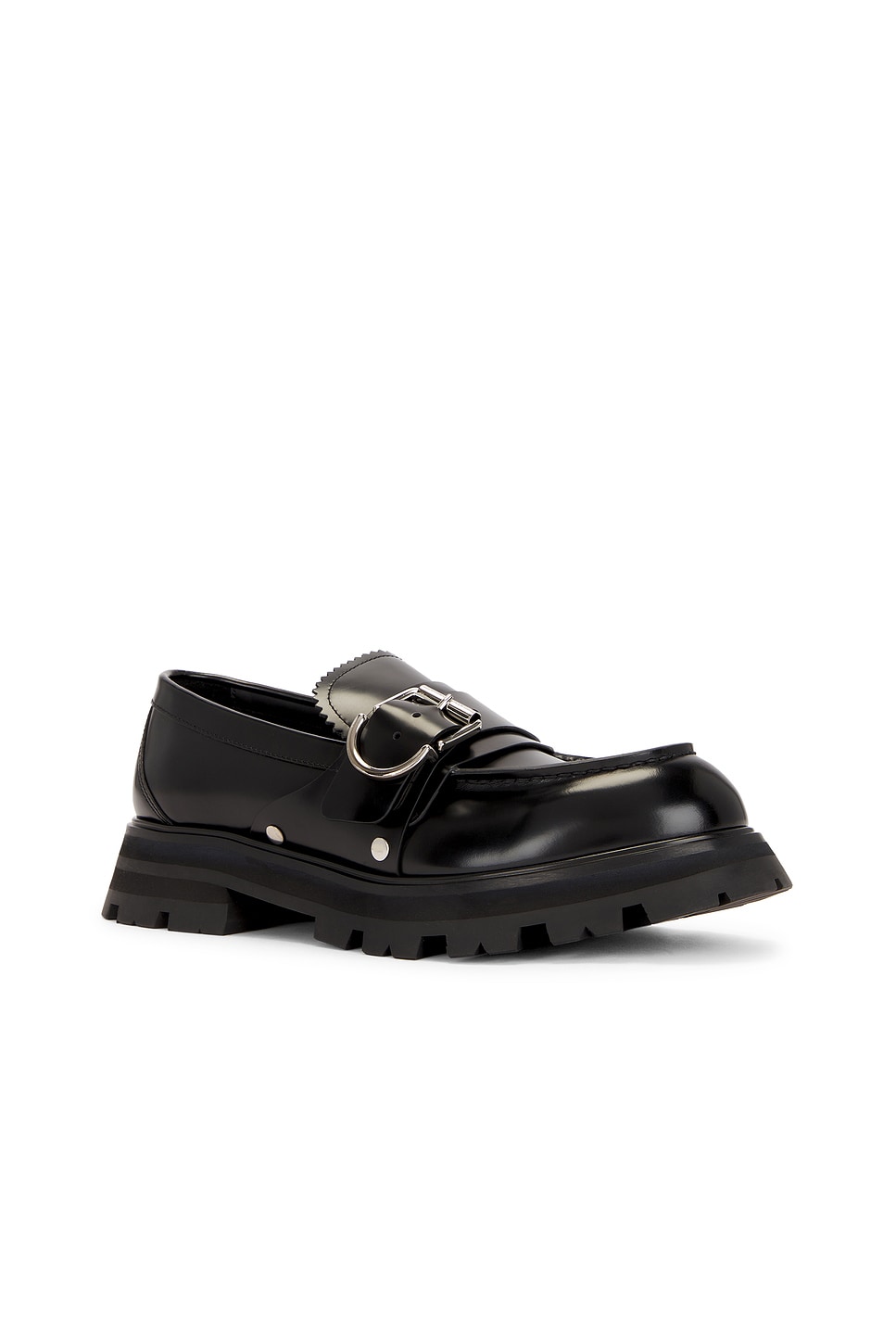 Shop Alexander Mcqueen Loafer In Black & Silver