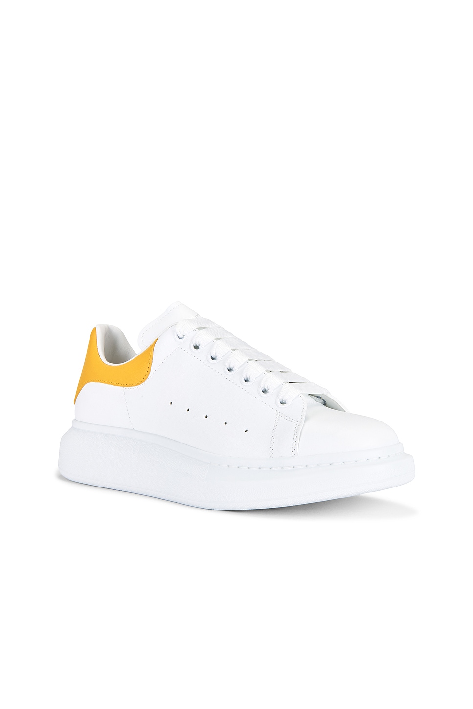 Alexander Mcqueen Perforated Platform Round Toe Sneakers In Off White & Yellow