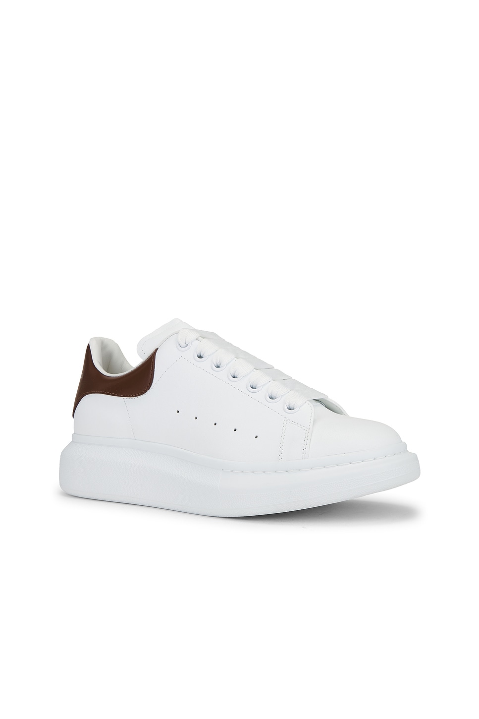 Alexander Mcqueen White Low-top Sneakers With Chunky Sole And Contrasting Heel Tab In Leather Man In Brown
