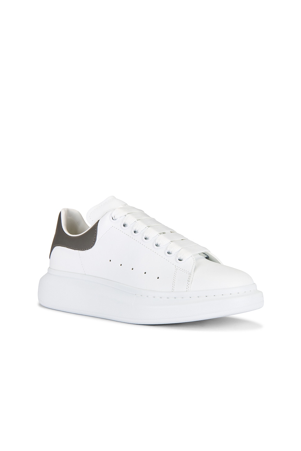 Alexander Mcqueen White Oversize Sneakers With Flat Laces And Contrasting Heel With Logo Lettering In Leather Man In Multi