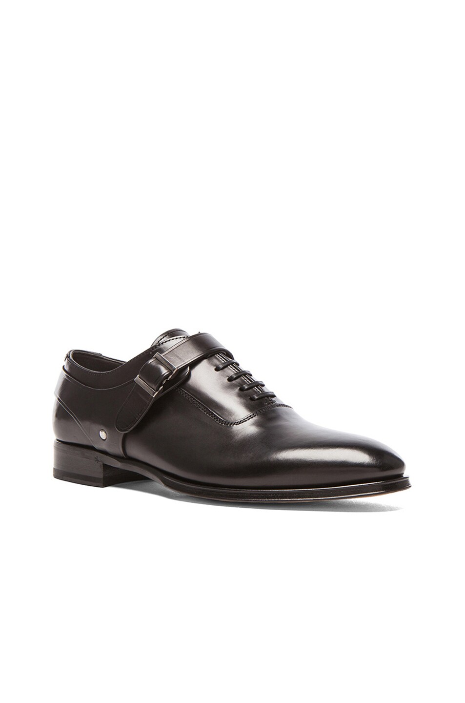 Image 1 of Alexander McQueen Harness Lace Up Leather Shoes in Black