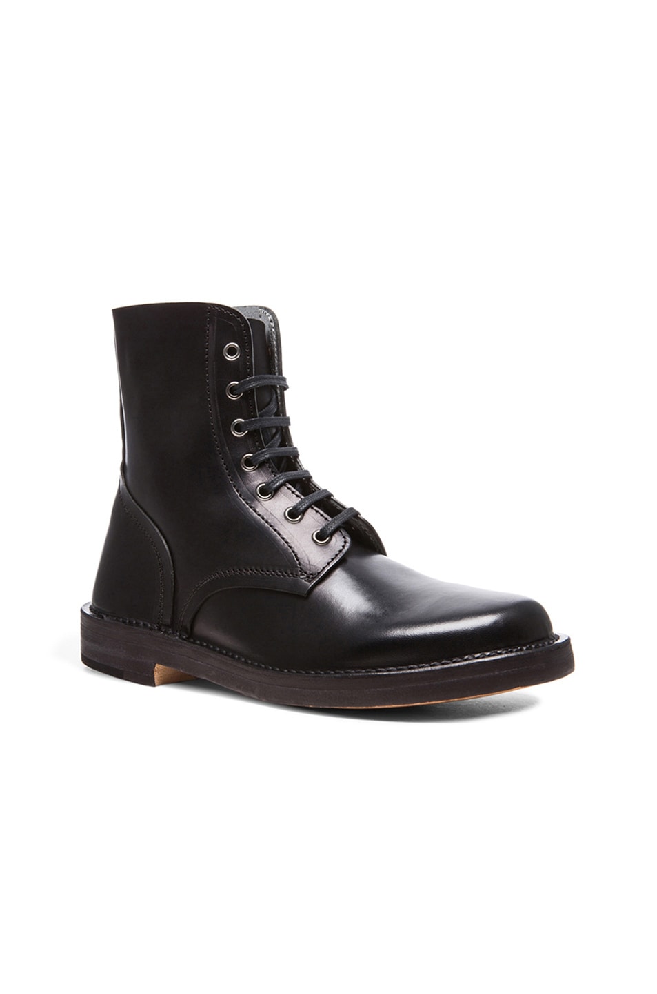 Image 1 of Alexander McQueen Darwin Lace Up Leather Derby Boots in Black