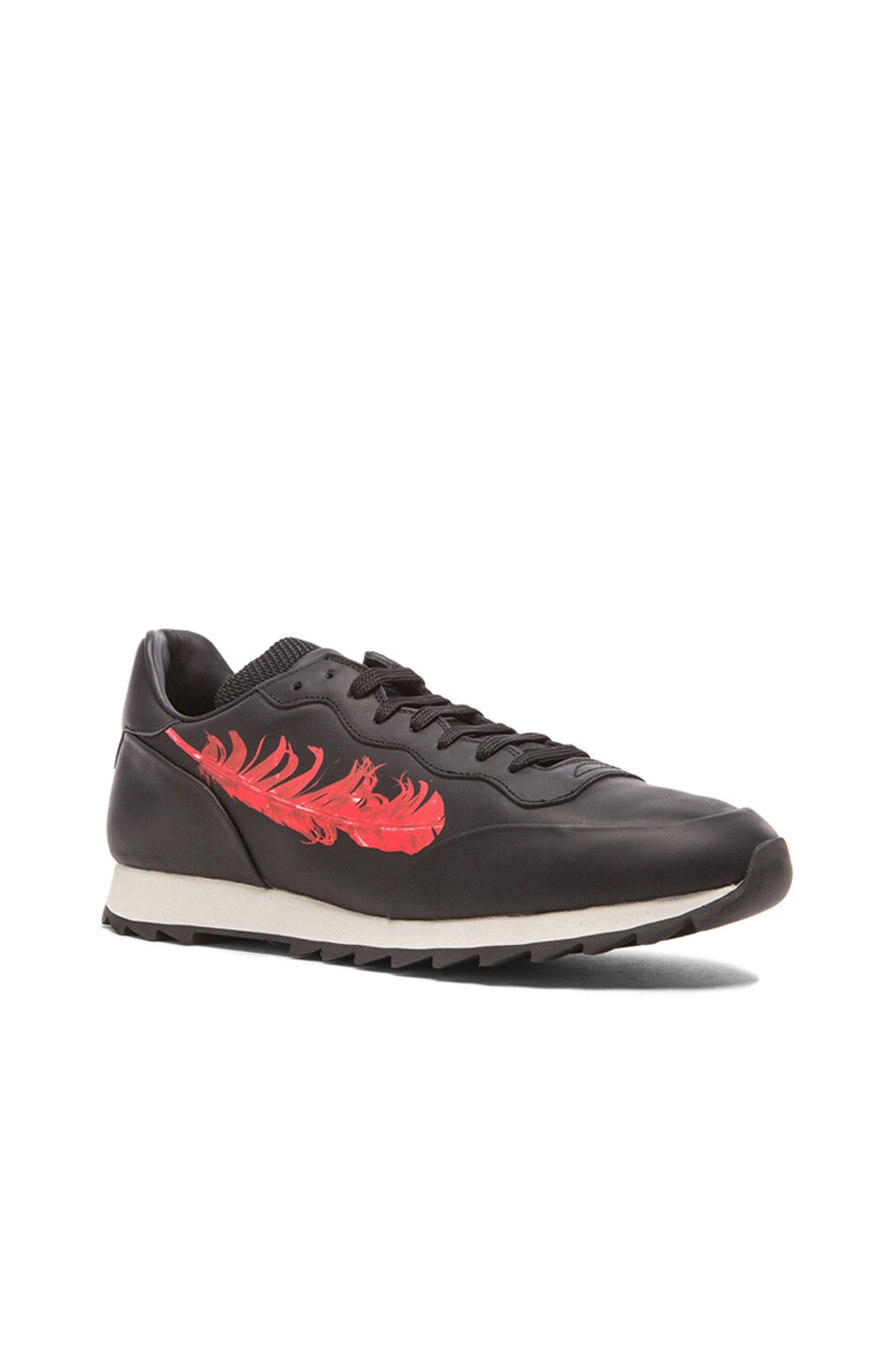 Image 1 of Alexander McQueen Feather Leather Sneakers in Black