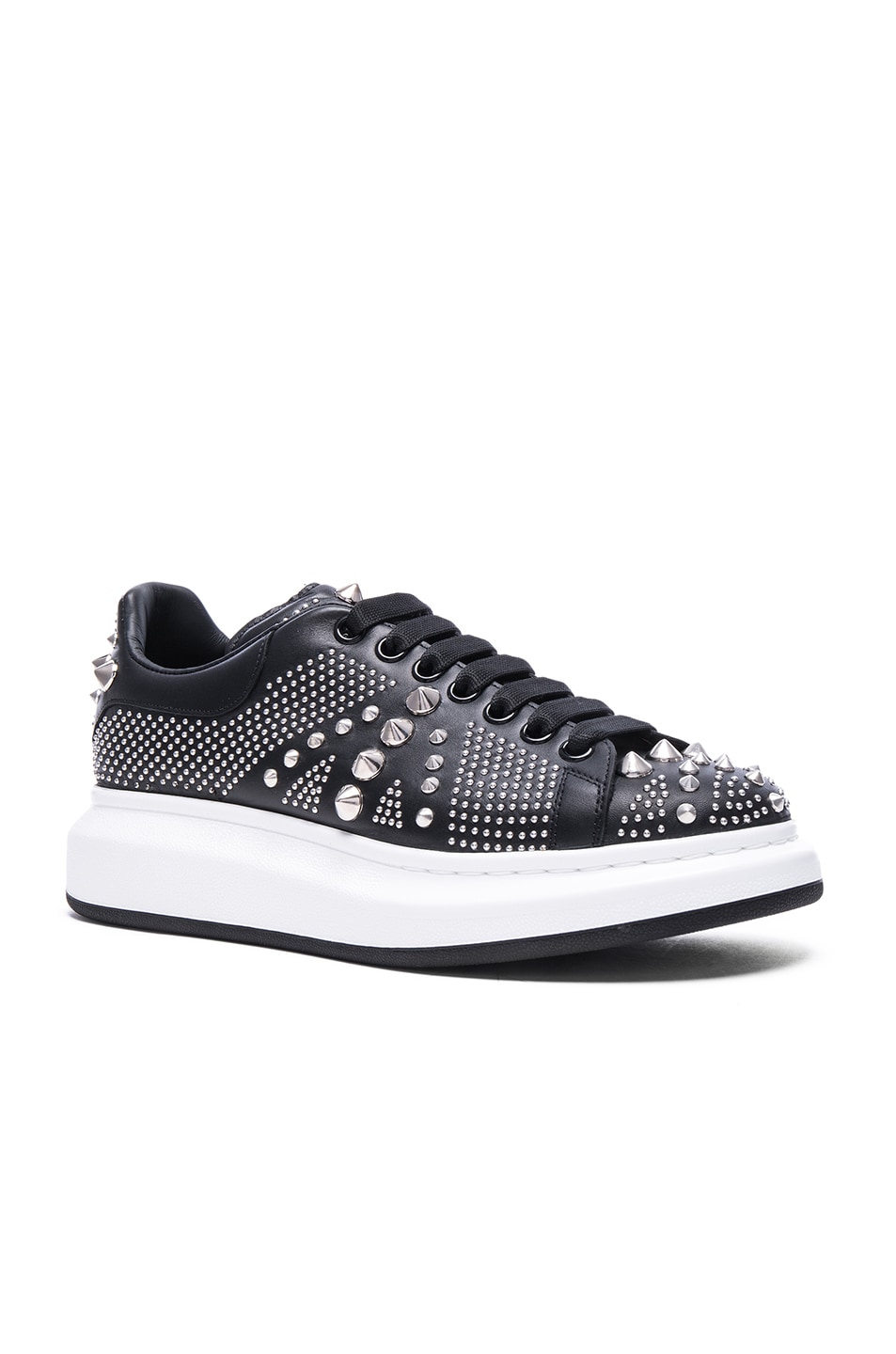 Image 1 of Alexander McQueen Studded Union Jack Larry Leather Sneakers in Black