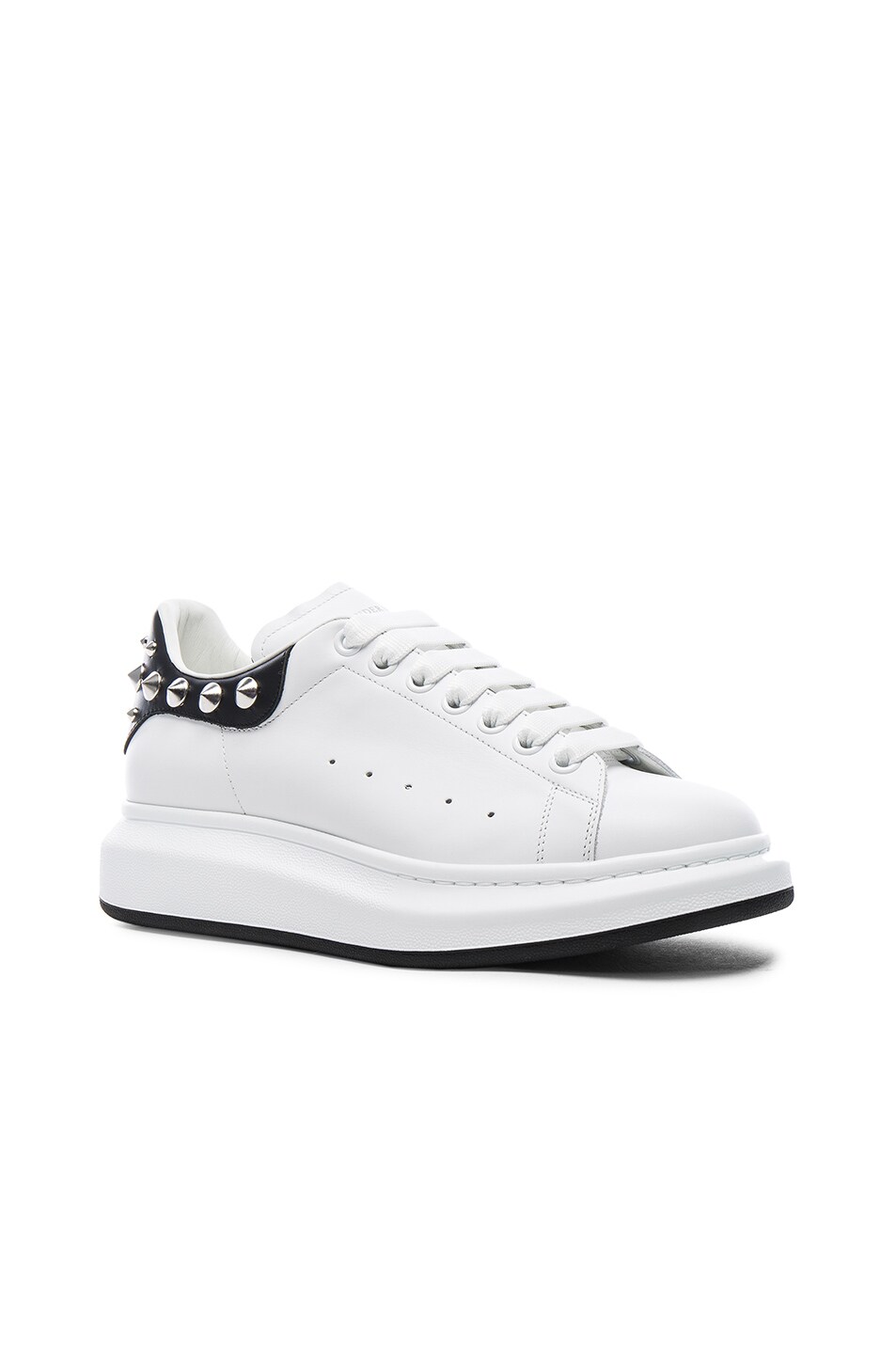 Image 1 of Alexander McQueen Studded Platform Sneakers in Black & White
