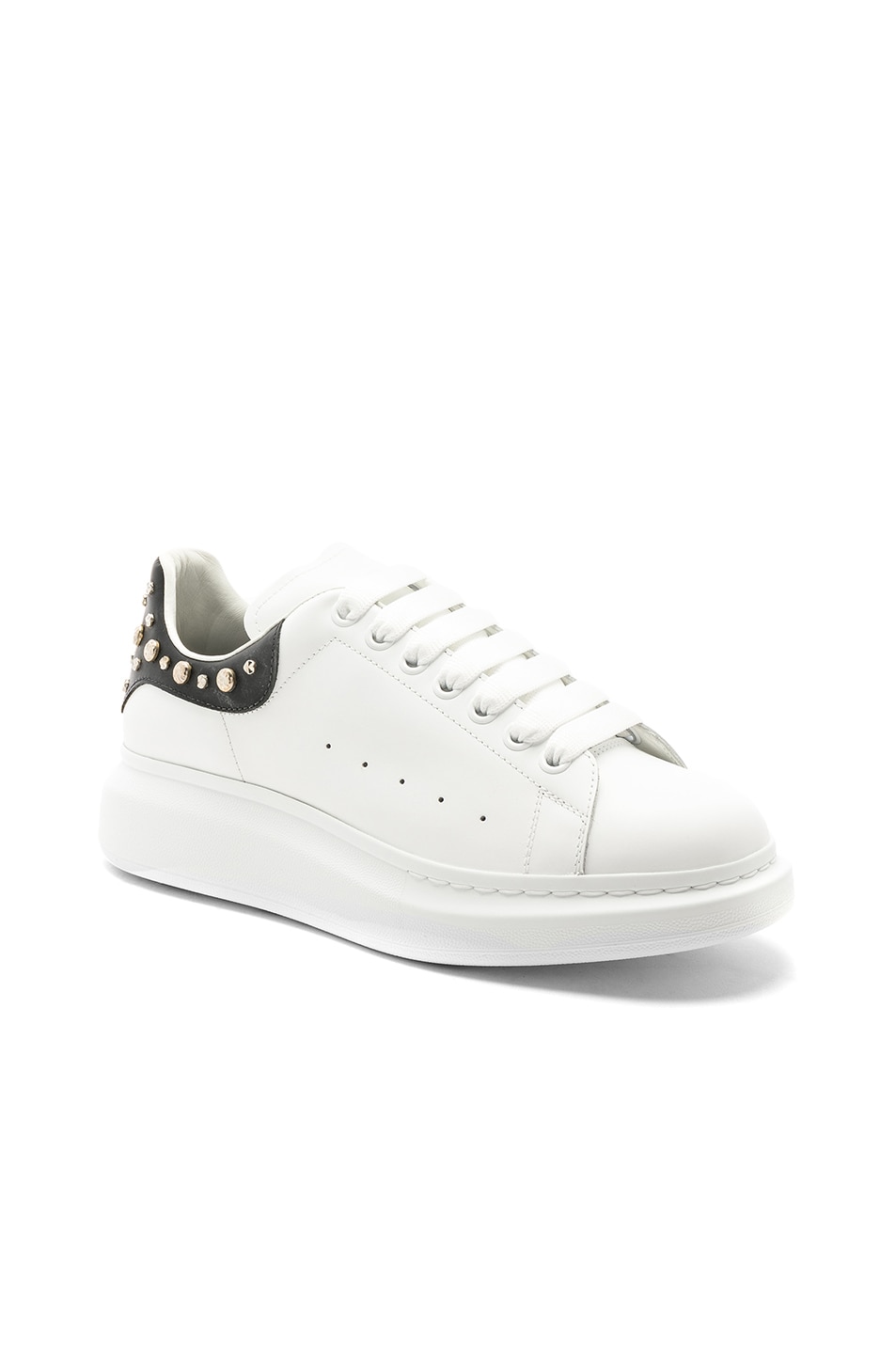 Image 1 of Alexander McQueen Leather Platform Sneakers in Black & White