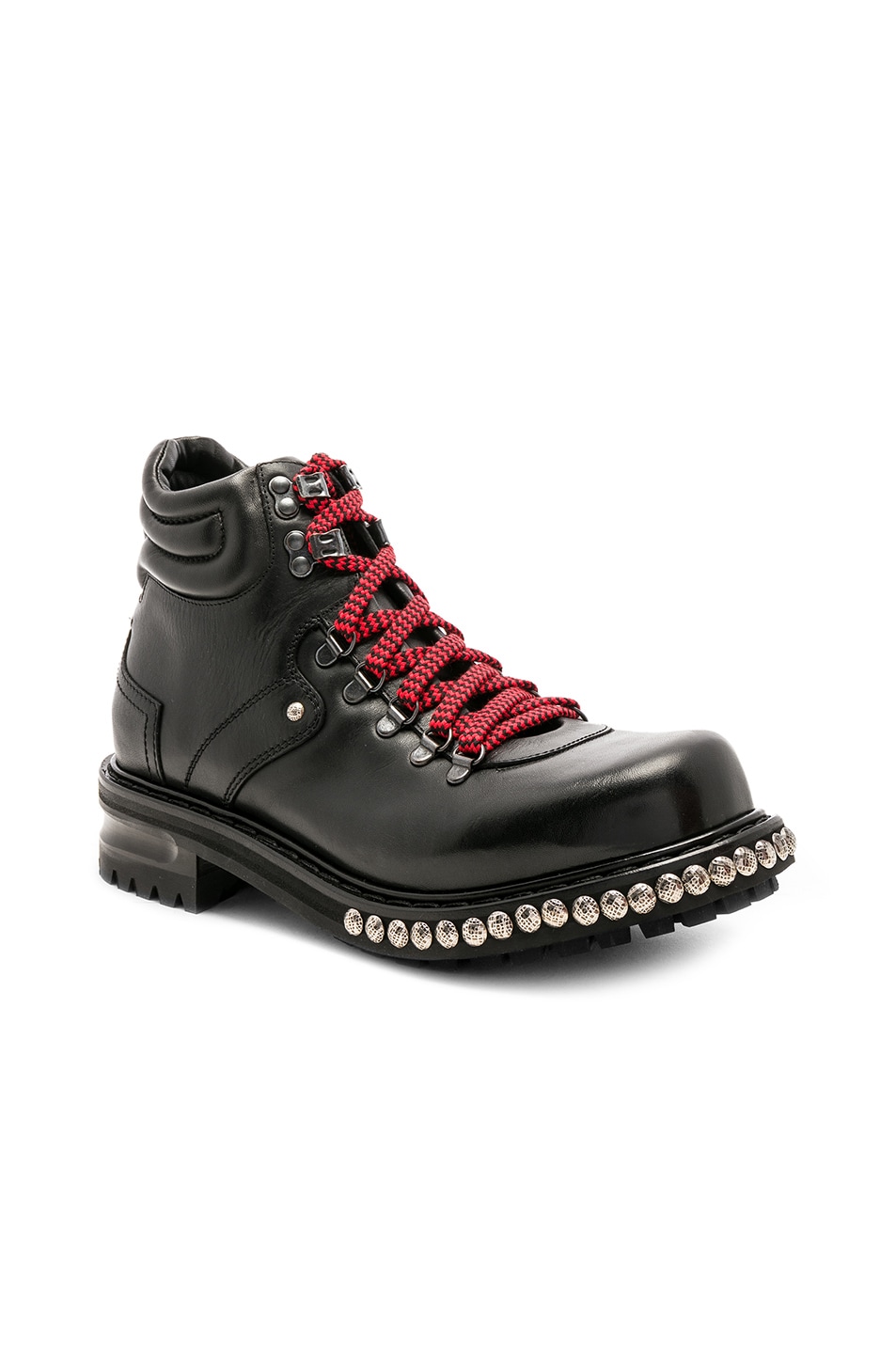 Image 1 of Alexander McQueen Leather Lace-Up Boots in Black