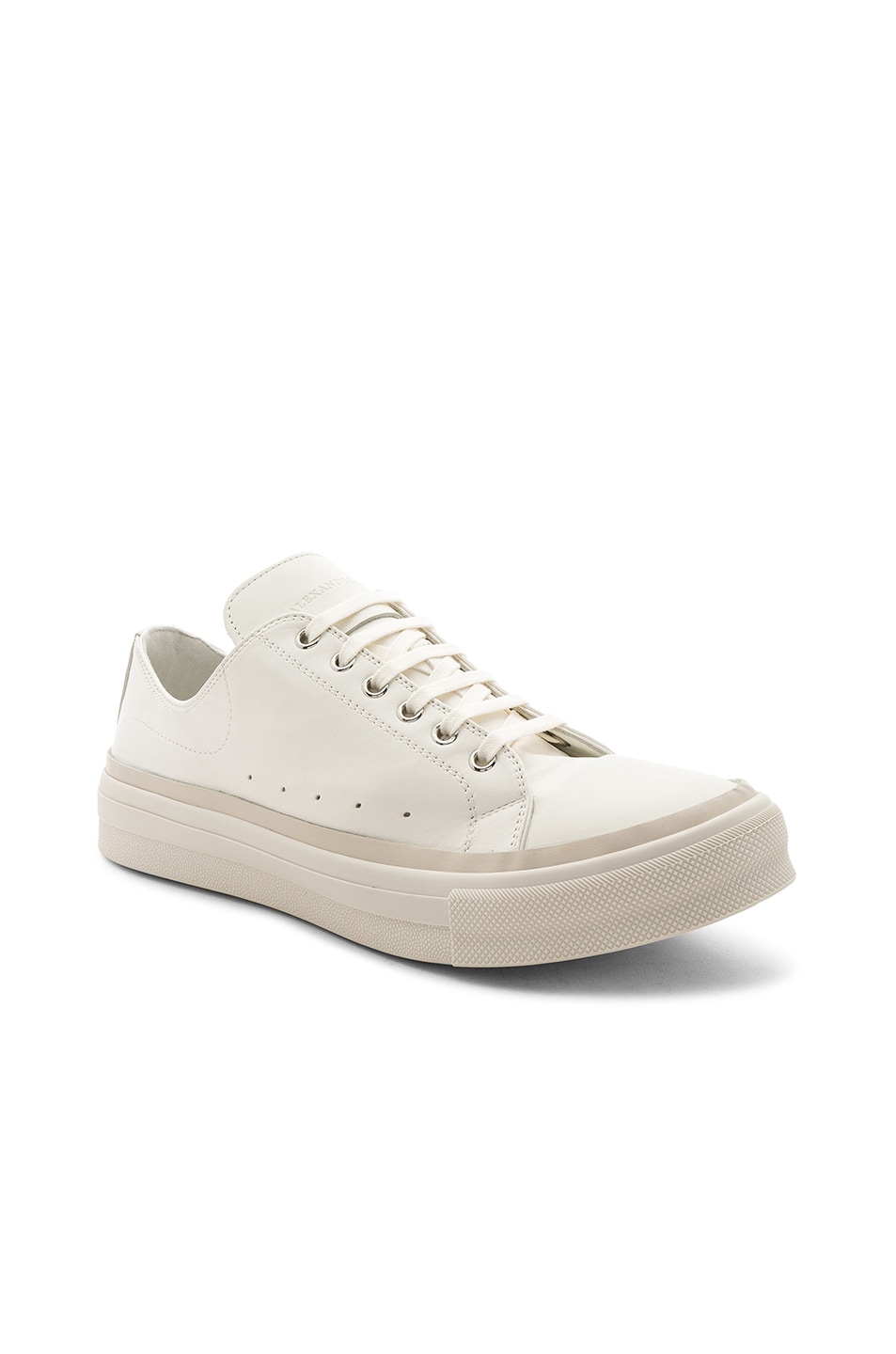 Image 1 of Alexander McQueen Leather Lace-Up Sneakers in Panna & White